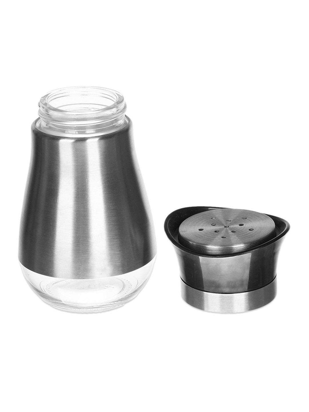 

Kuber Industries Grey & Silver Toned 2 Pieces Stainless Steel Salt and Pepper Shakers