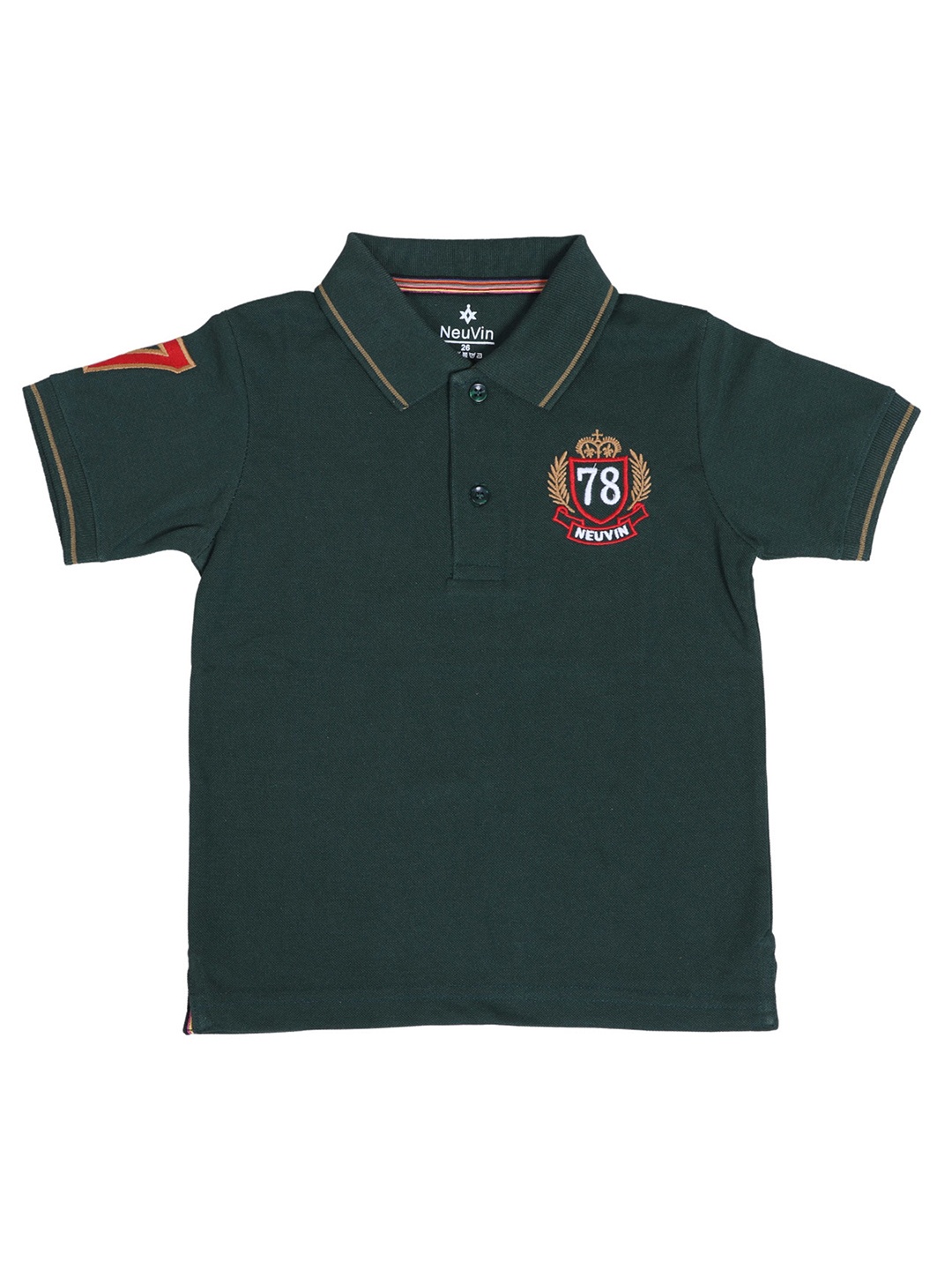 

NeuVin Boys Polo Collar Applique T-shirt, Olive