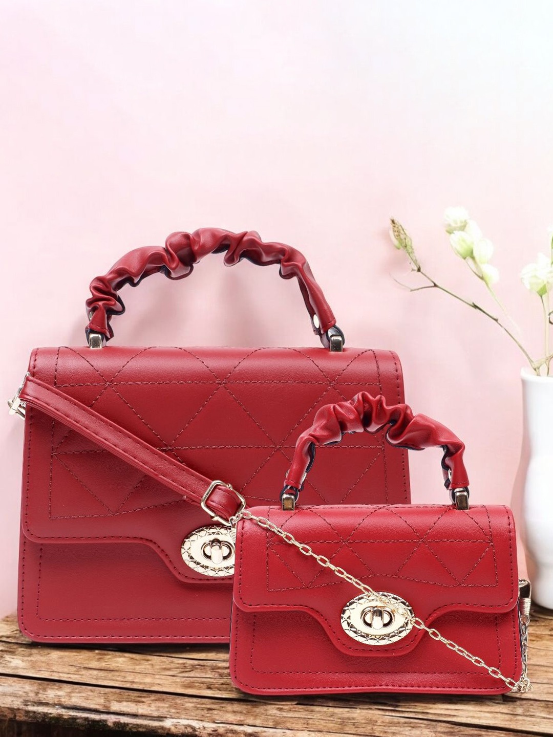 

Pramadda Pure Luxury PU Satchel, Red