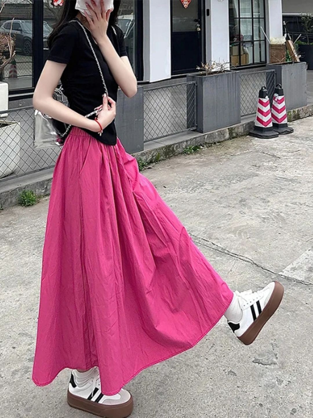 

DressBerry Women Flared Maxi Skirt, Red