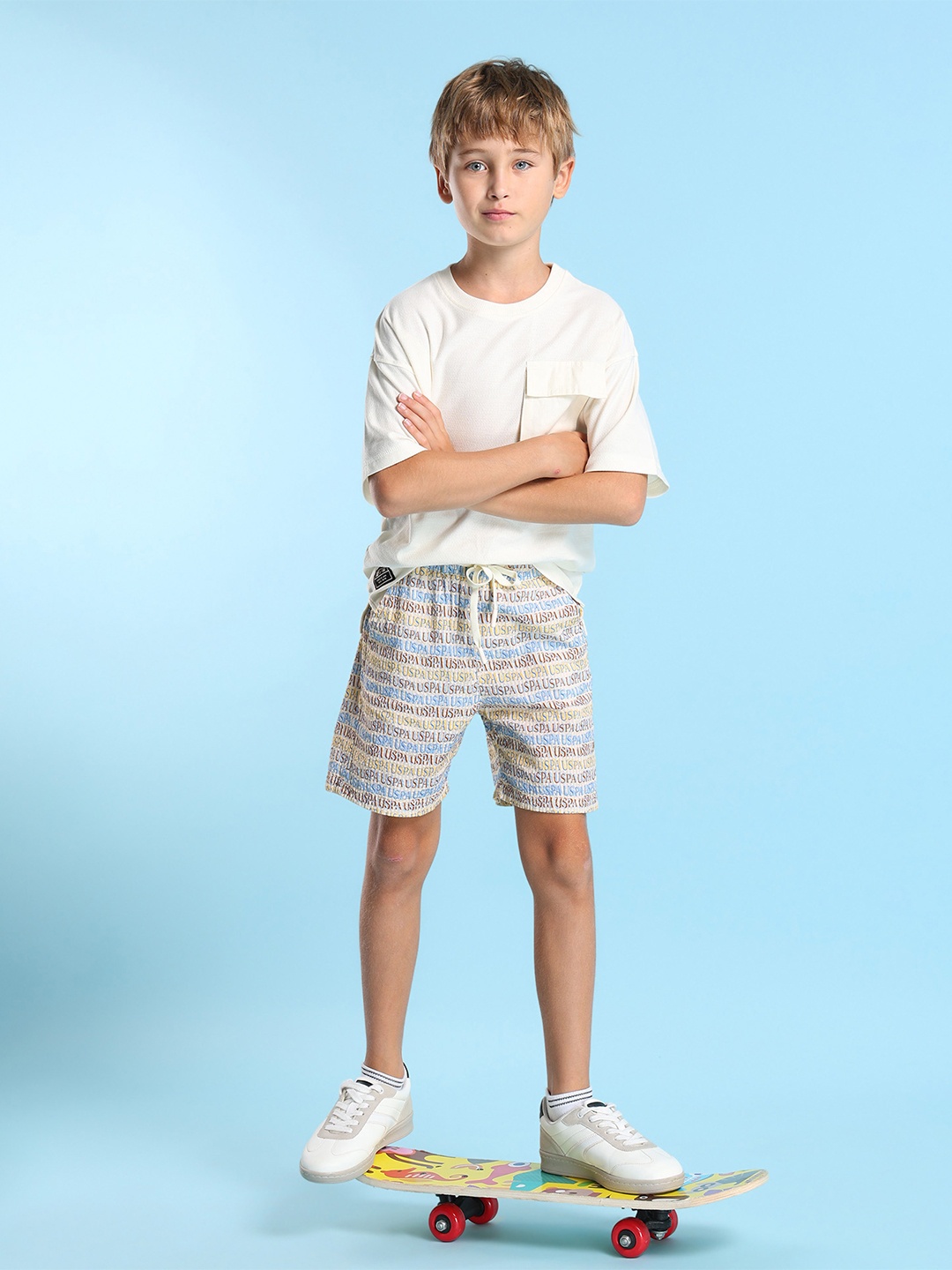 

U.S. Polo Assn. Kids Boys Printed Shorts, White
