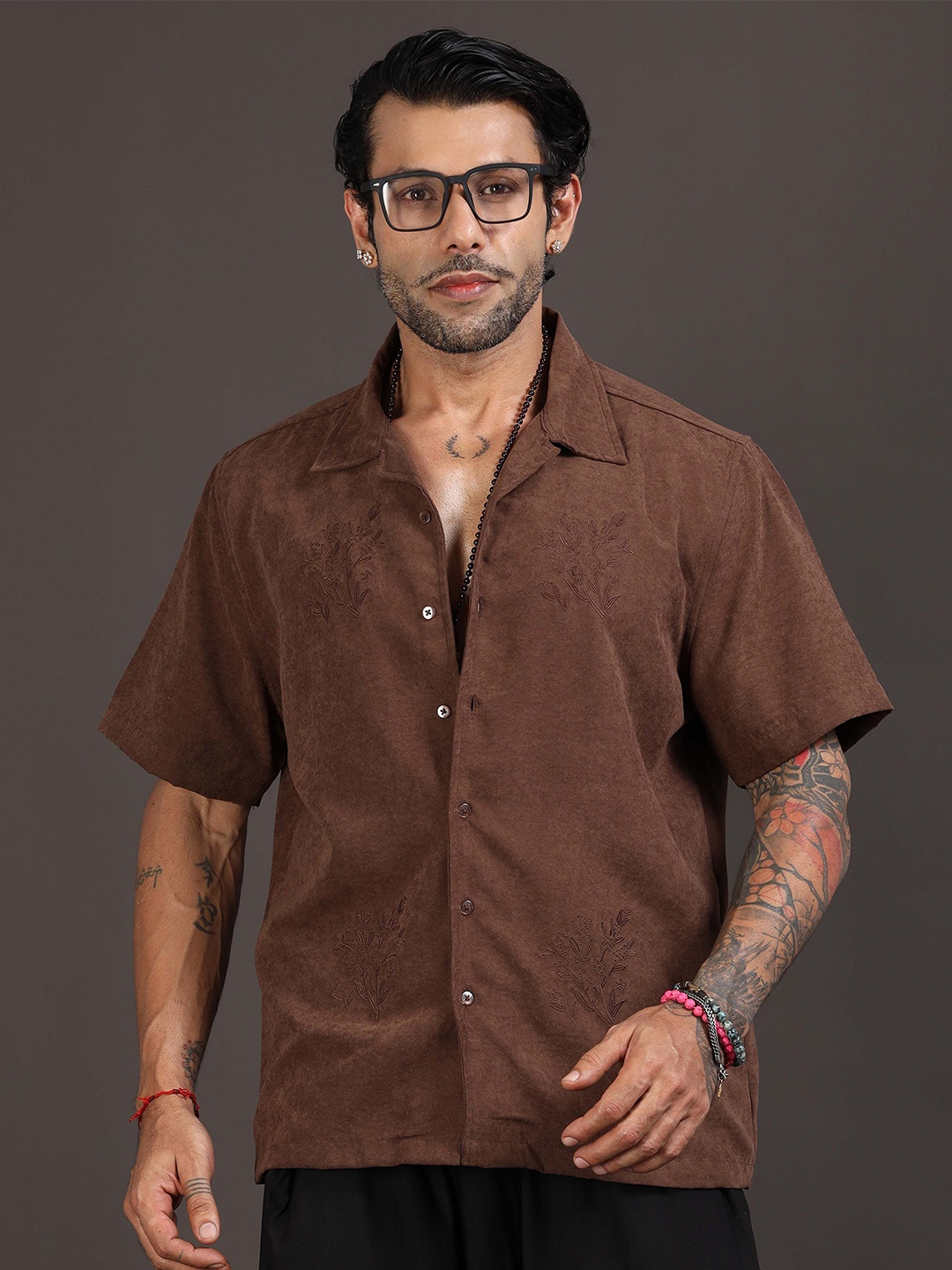 

Italian Colony Men Original Opaque Casual Shirt, Coffee brown