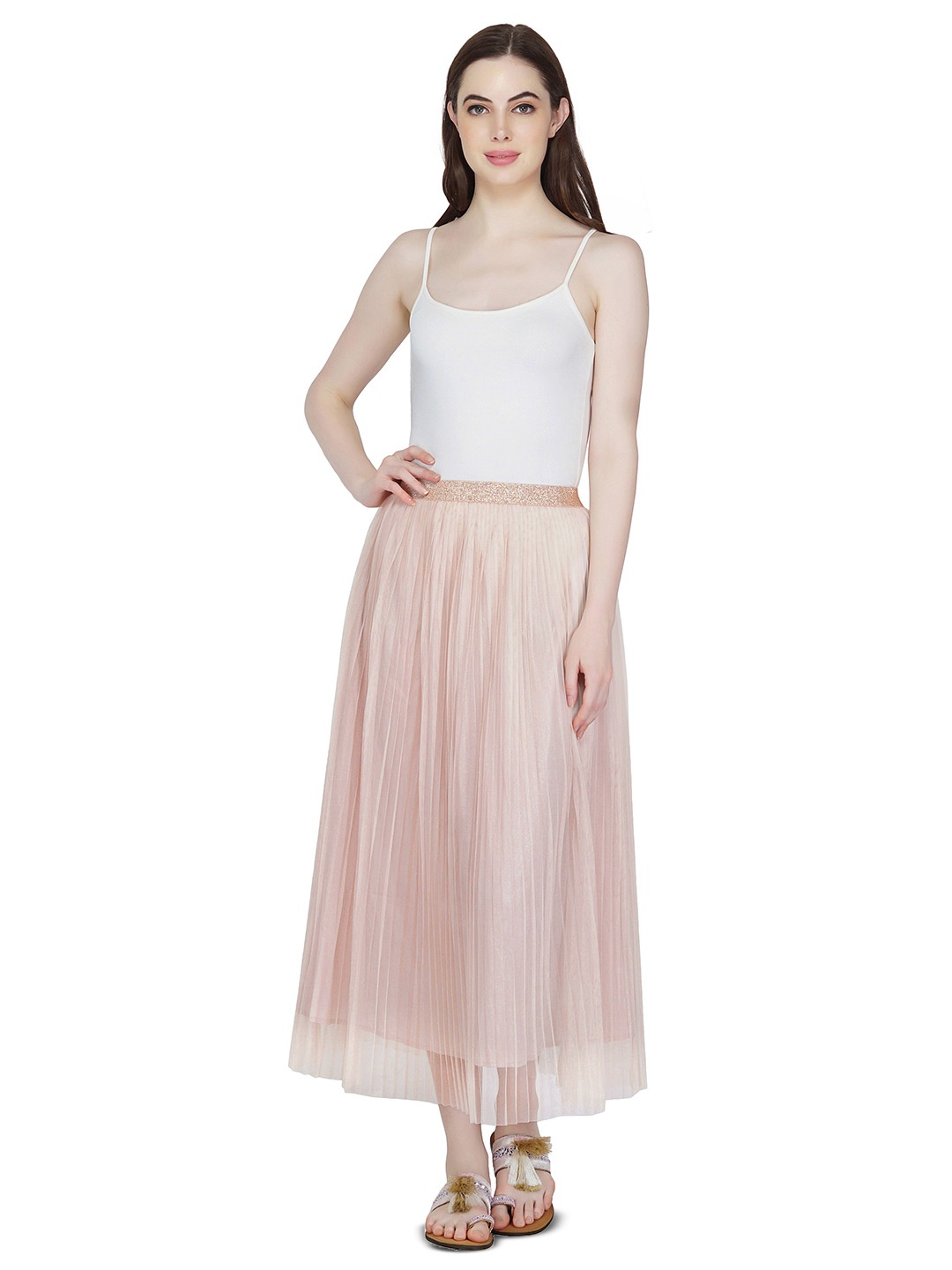 

SZN A-Line Midi Skirt, Peach