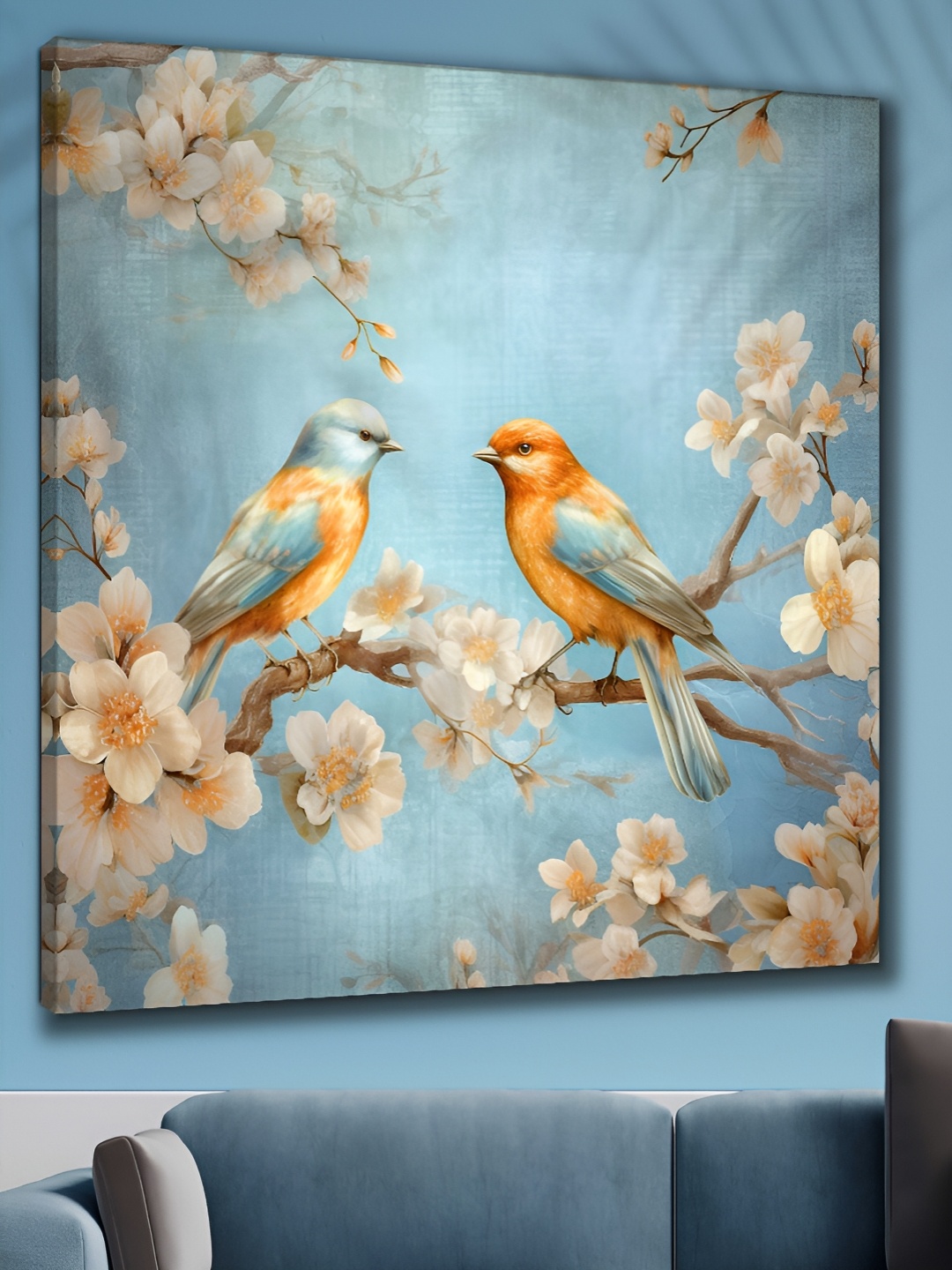 

Myntra Elegant Homes Blue & Yellow 1 Piece Canvas Birds and Animals Wall Paintings
