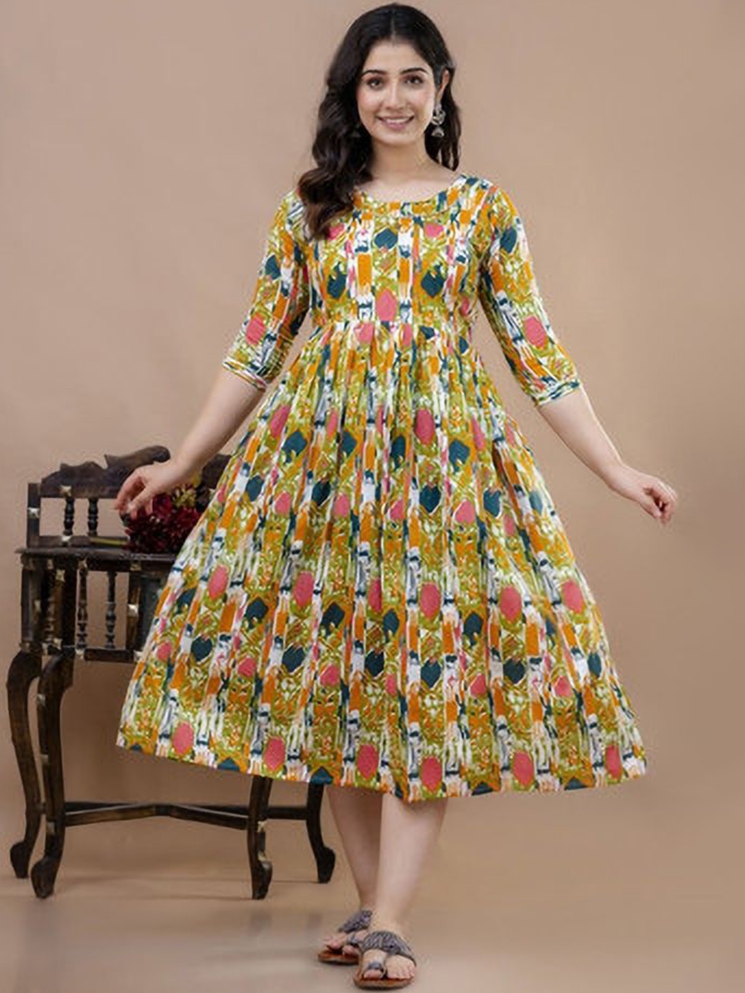 

Moda Rapido Floral Printed Maternity Feeding Dress With Zipper, Multi