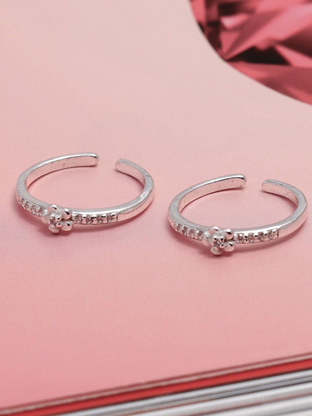 

LeCalla 925 Sterling Silver Rhodium-Plated Cubic Zirconia Studded Toe Rings