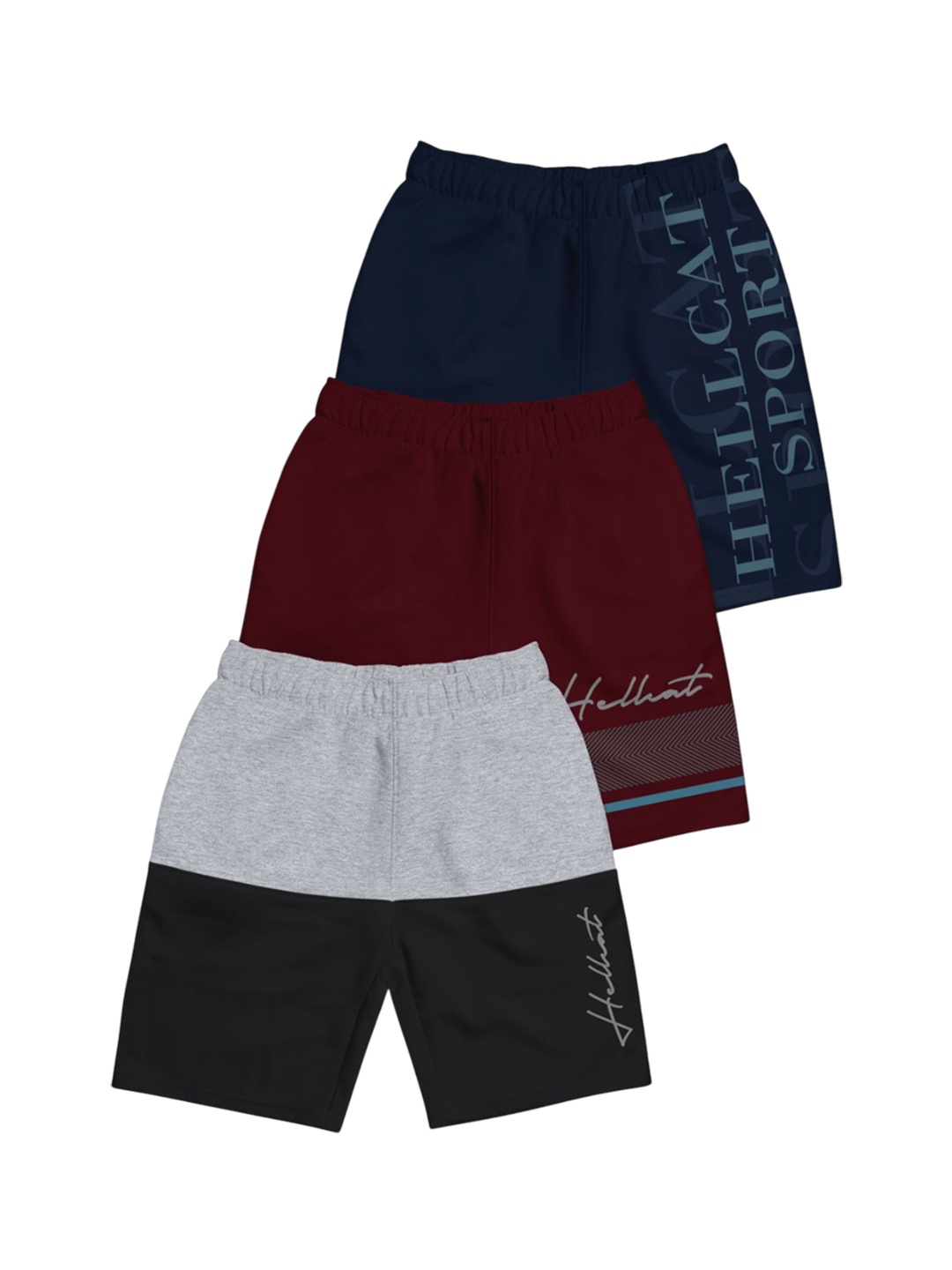 

HELLCAT Boys Typography Printed Shorts, Navy blue