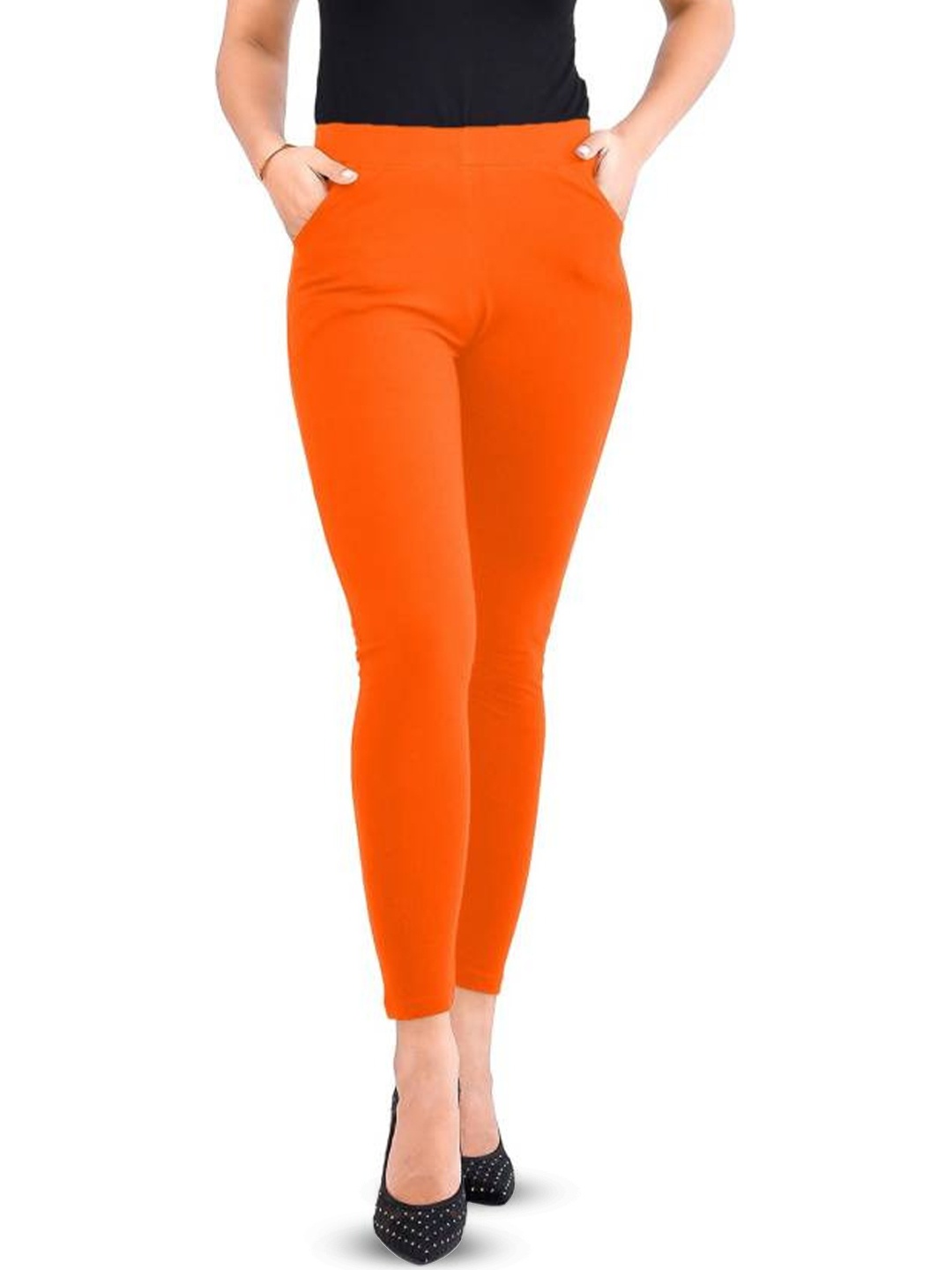 

URBAN KANYA Mid-Rise Ankle-Length Leggings, Orange
