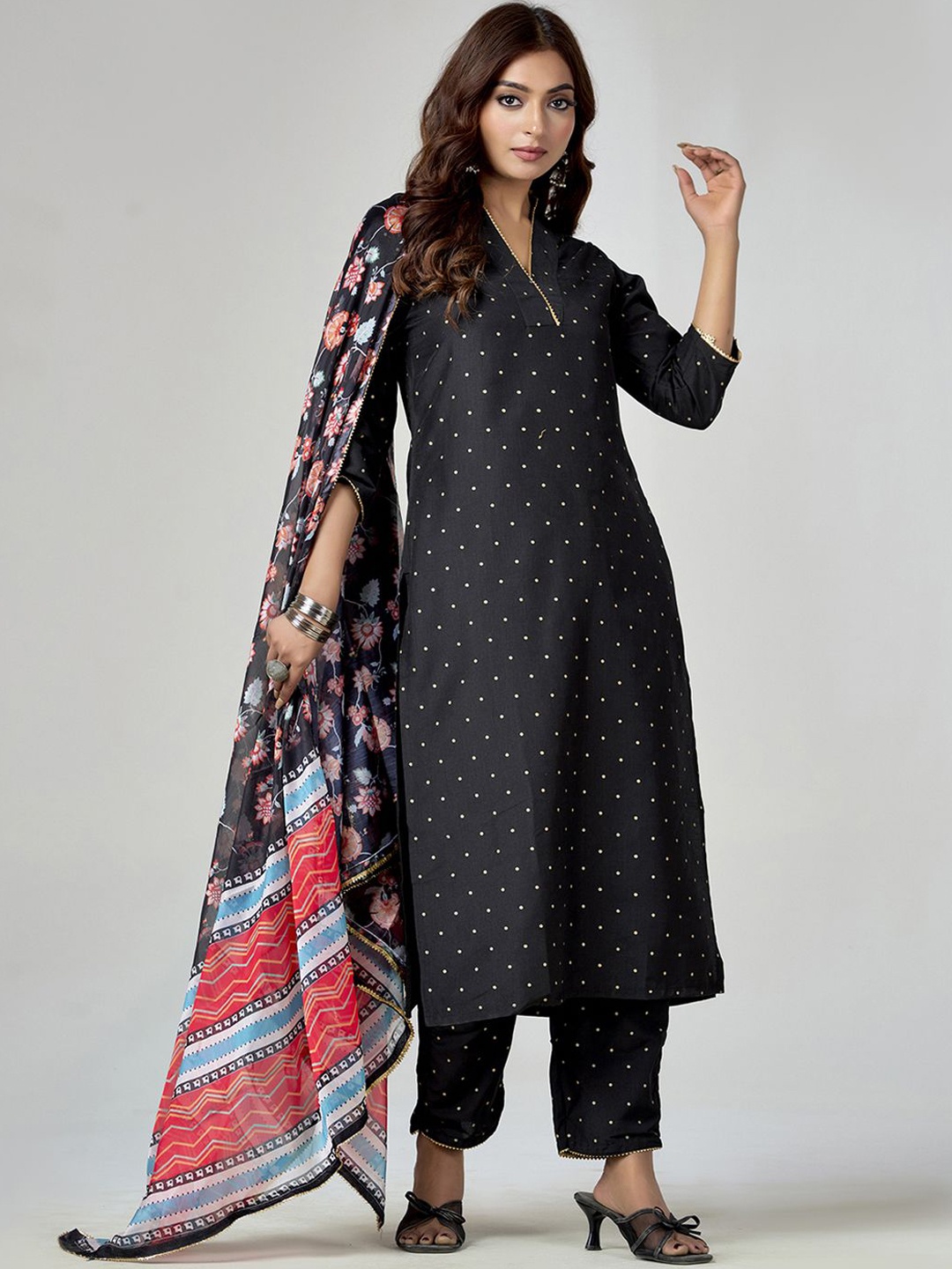 

Anouk Rustic Women Ethnic Motifs Printed Regular Kurta with Trousers & With Dupatta, Black