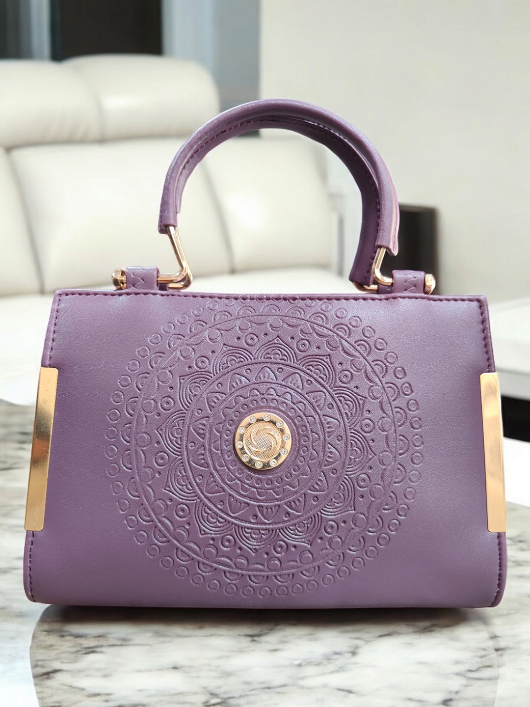 

AAIFA Textured PU Structured Handheld Bag, Purple