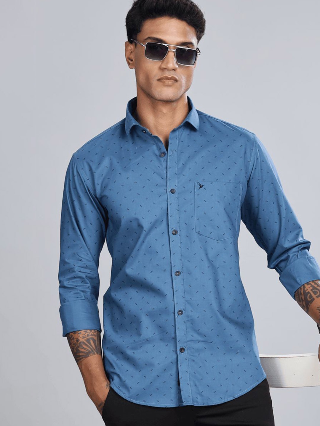 

Blueisland Clothing Men Standard Opaque Printed Formal Shirt, Blue