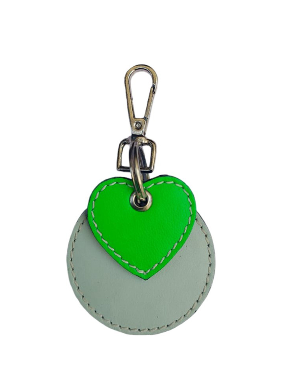 

PERKED Green & Grey Leather Heart Shaped Key Chain