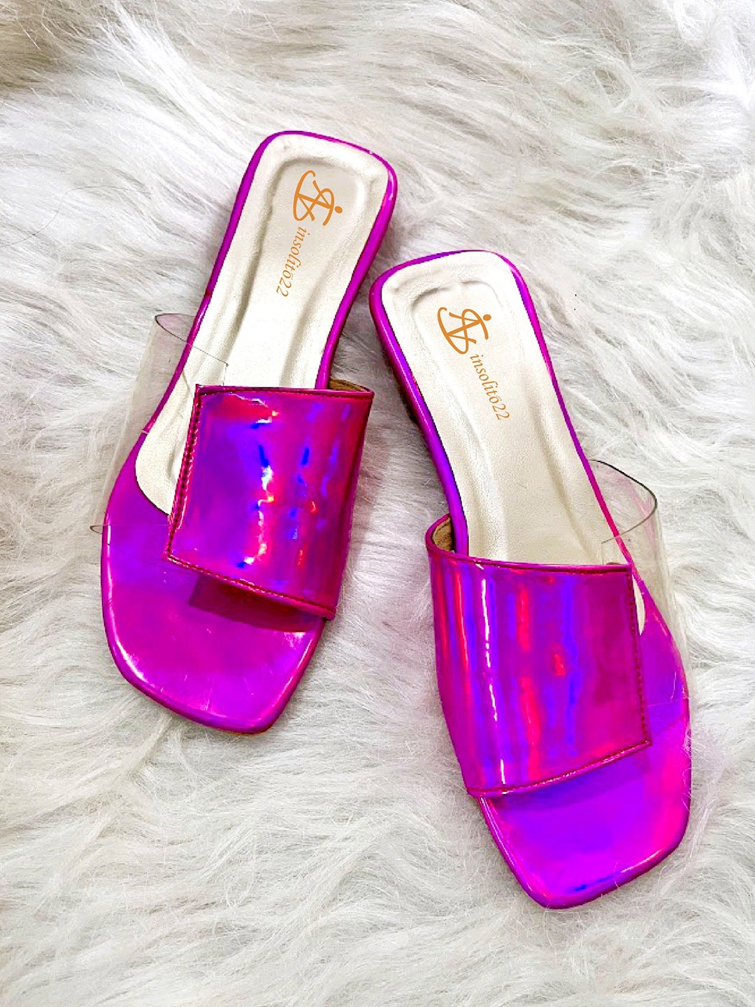 

Insolito22 Women Colourblocked Open Toe Flats with Bows, Pink