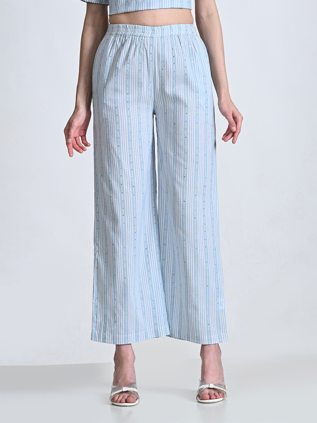

AMBI Women Embellished Palazzos, Blue