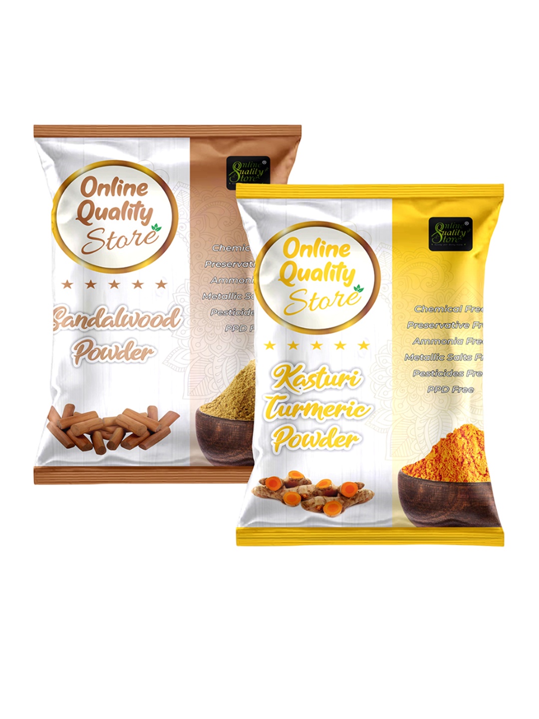 

Online Quality Store Set Of 2 Kasturi Turmeric & Sandalwood Mask Powder- 100g Each, Yellow