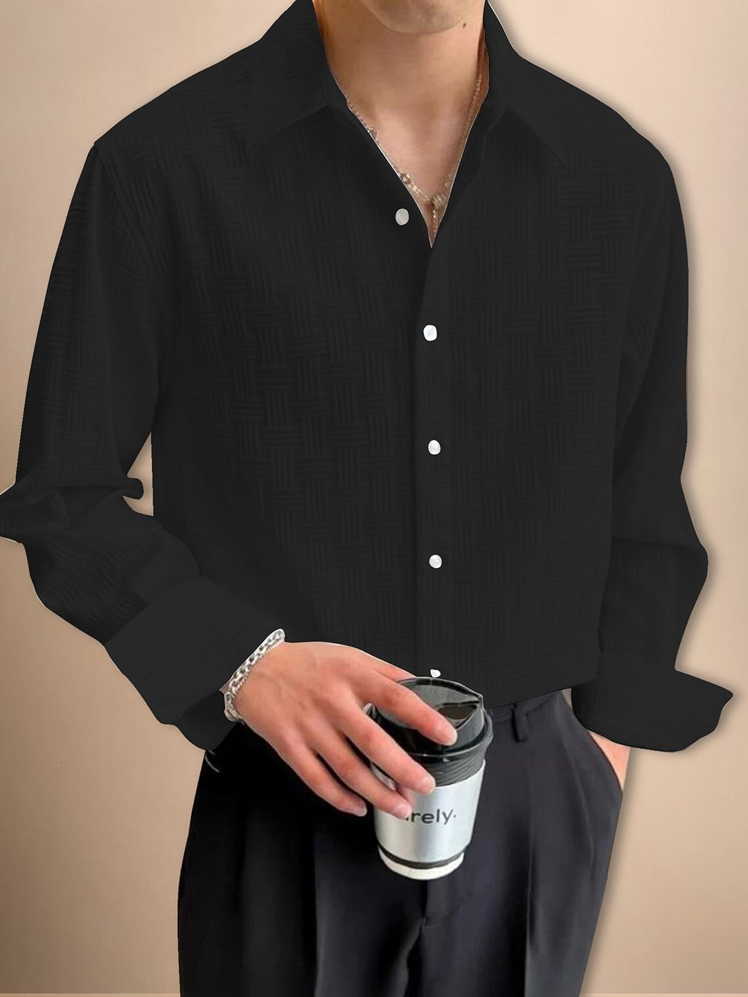 

Moda Rapido Men Original Opaque Casual Shirt, Black
