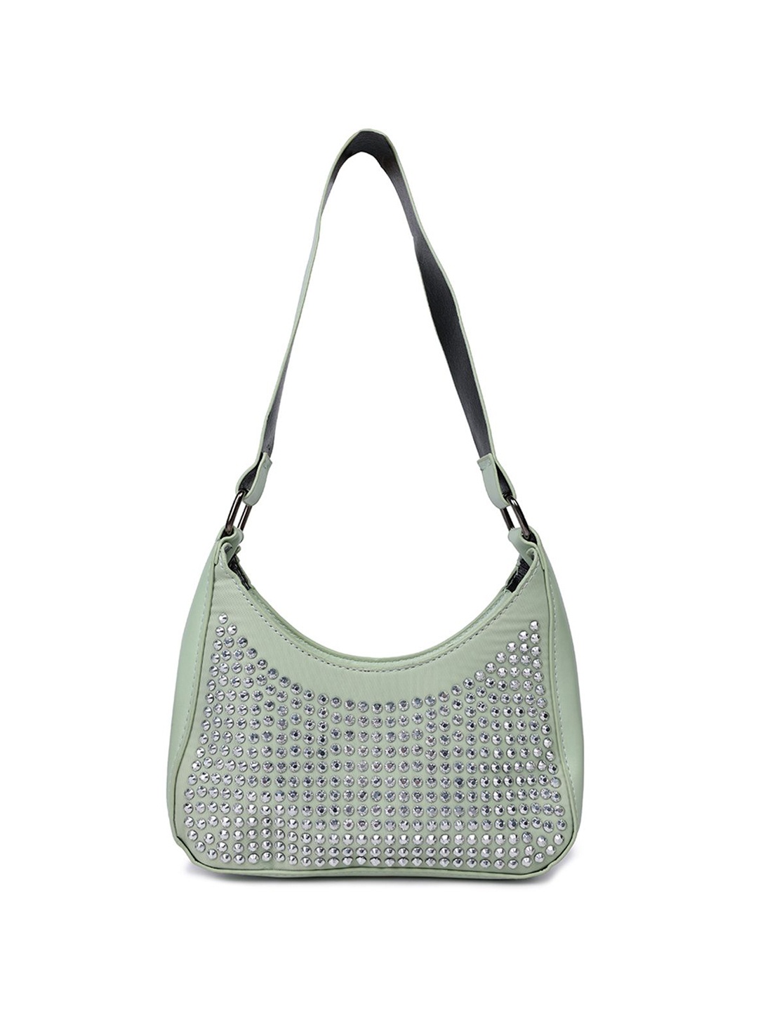 

London Rag Embellished PU Oversized Shopper Shoulder Bag with Cut Work, Green