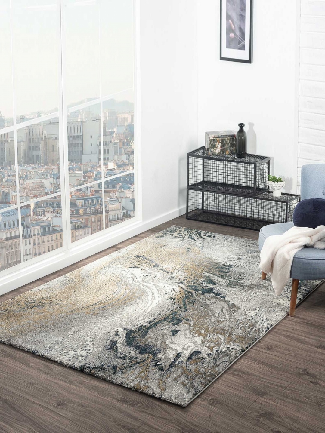 

OBSESSIONS Beige Abstract Anti-Skid Polypropylene Carpet