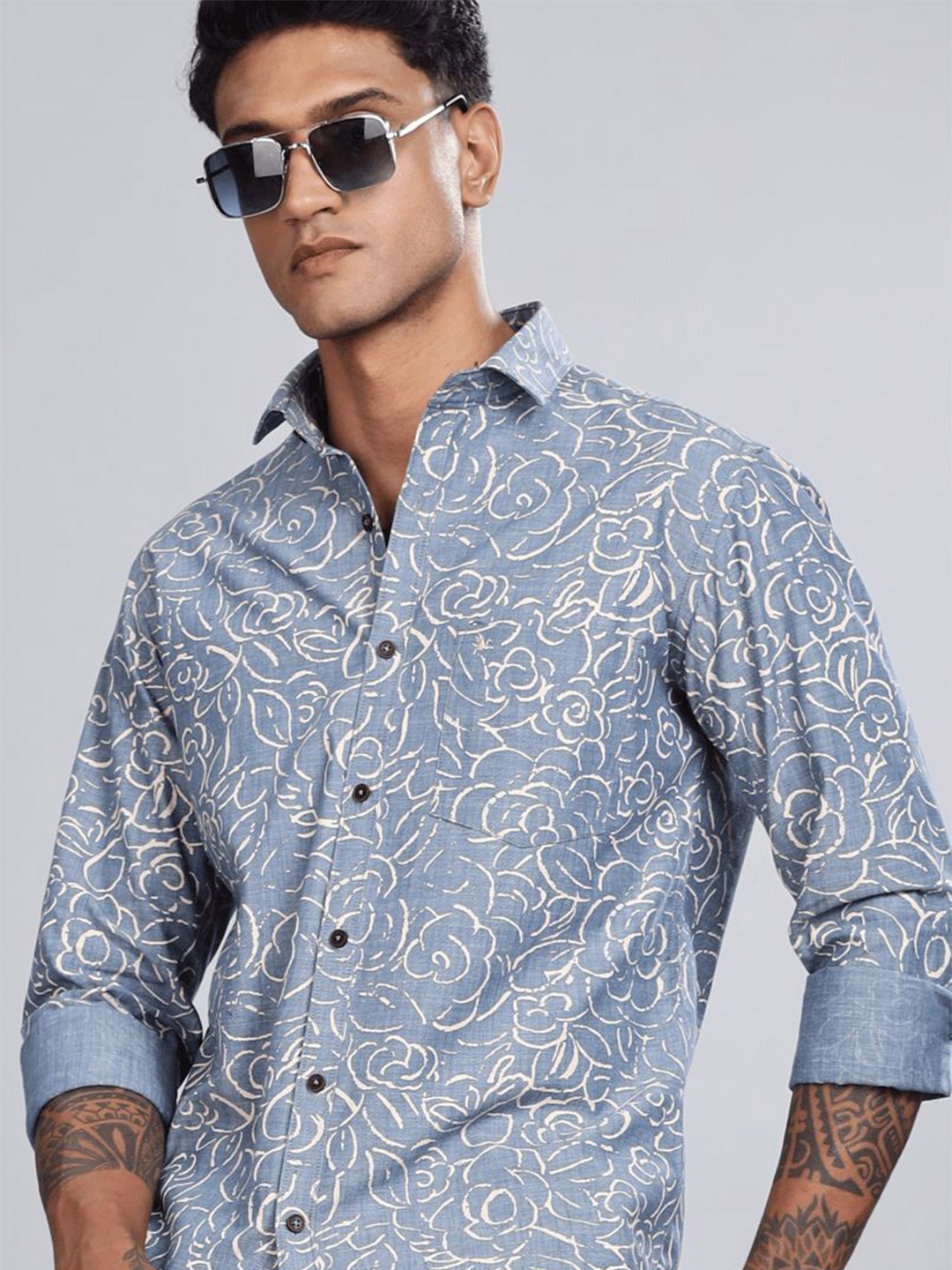 

Blueisland Clothing Men Standard Opaque Printed Formal Shirt, Blue