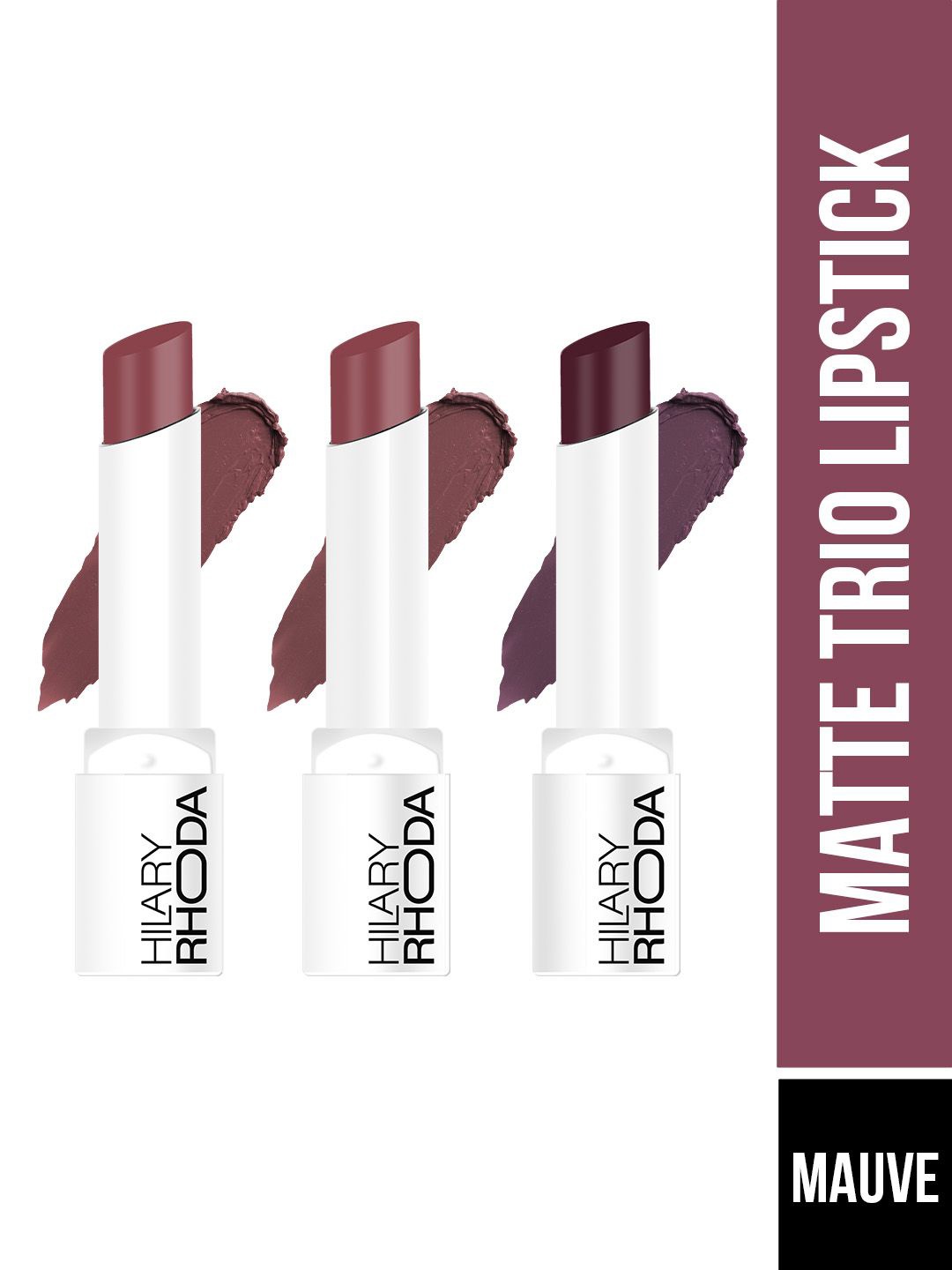 

Hilary Rhoda Set Of 3 Matte Finish Lipstick- 3g Each -lous Trio- 03, Mauve