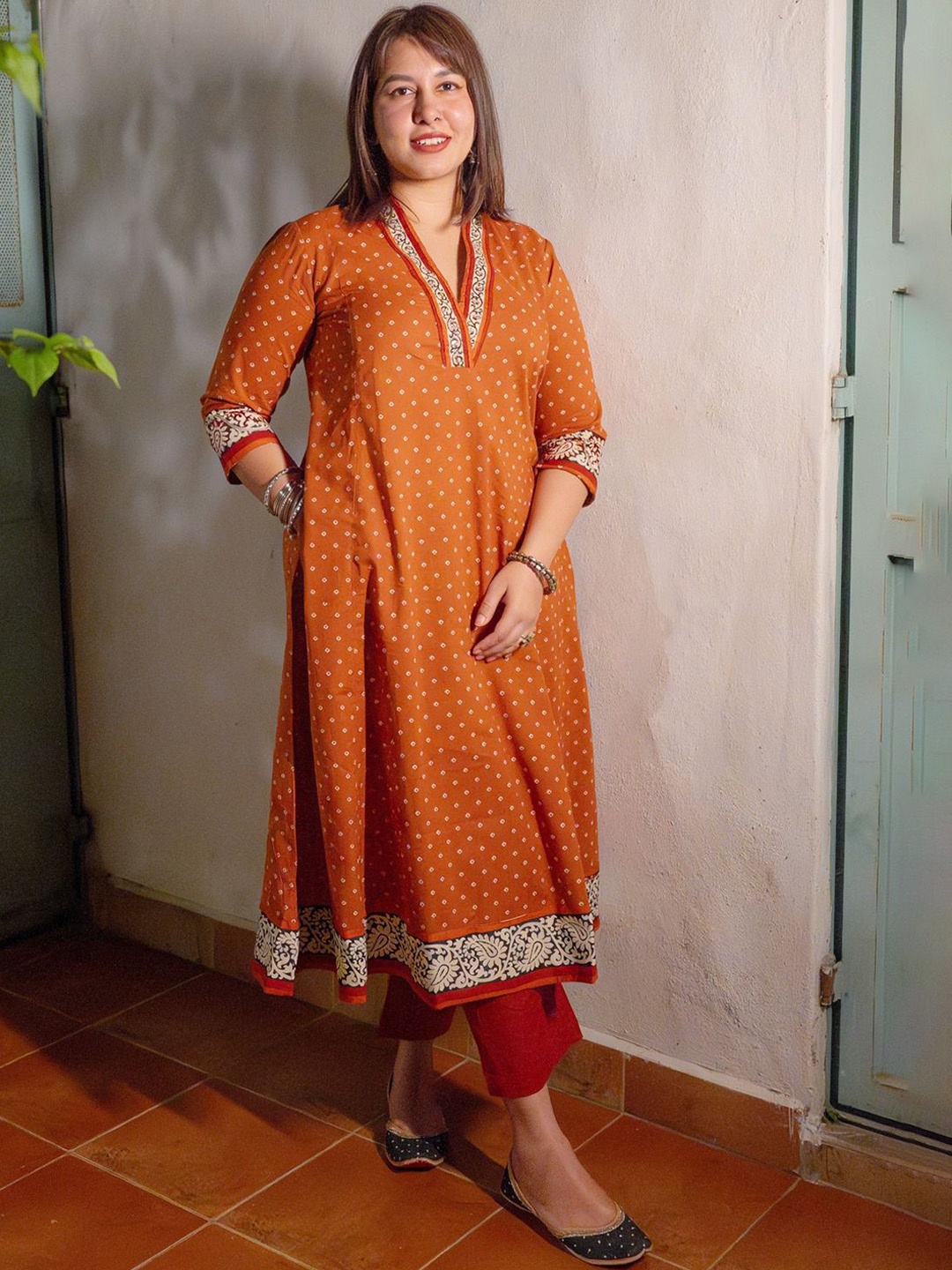 

DIVASTRI Women Printed Regular Kurta with Palazzos, Orange