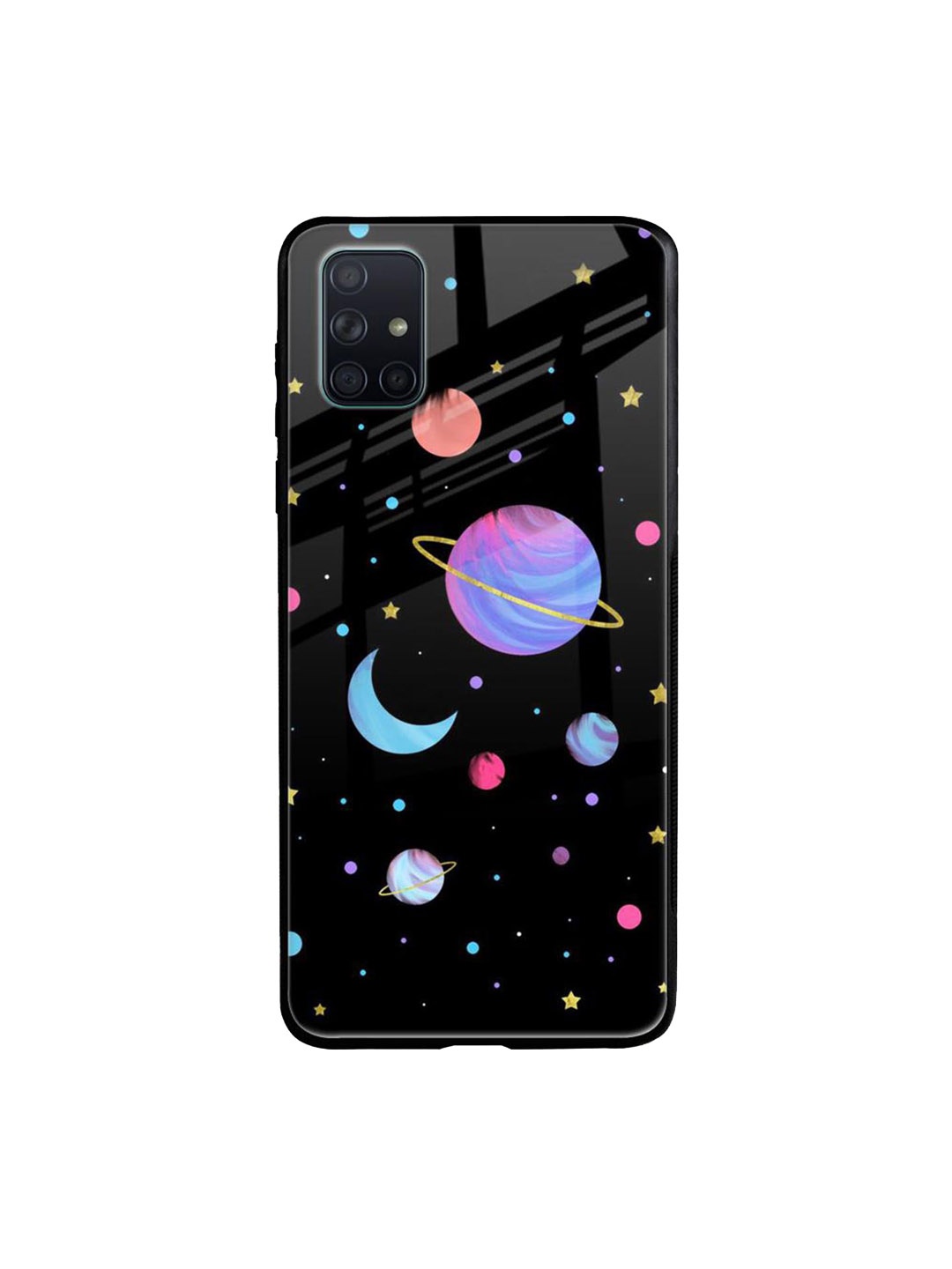 

QRIOH Geometric Printed Samsung Galaxy A51 Back Case Mobile Accessories, Black