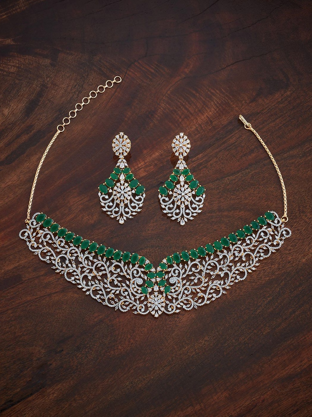 

Kushal's Fashion Jewellery Gold-Plated Cubic Zirconia Stone-Studded Jewellery Set