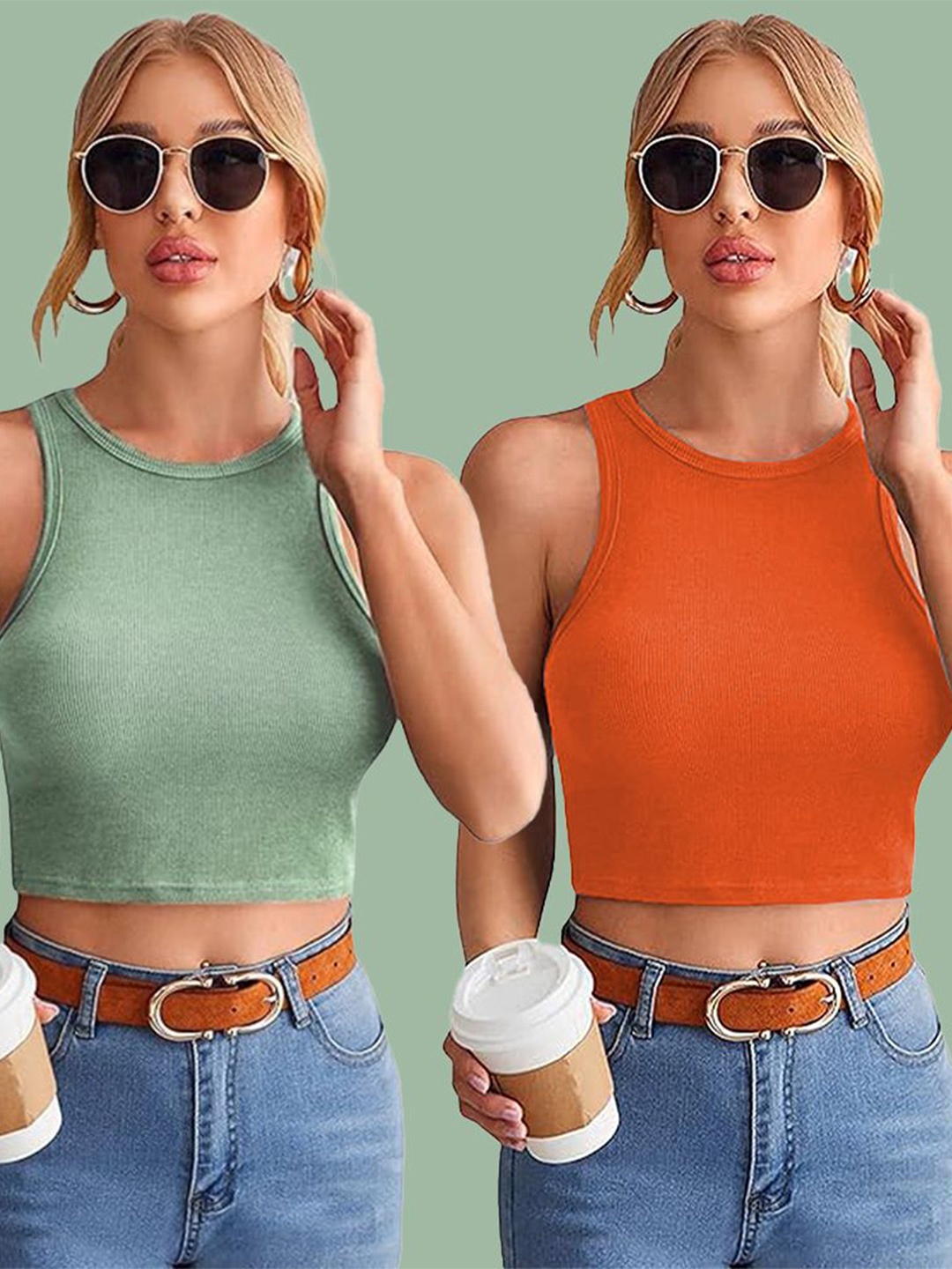 

Mast & Harbour Cotton Tank Crop Top, Multi