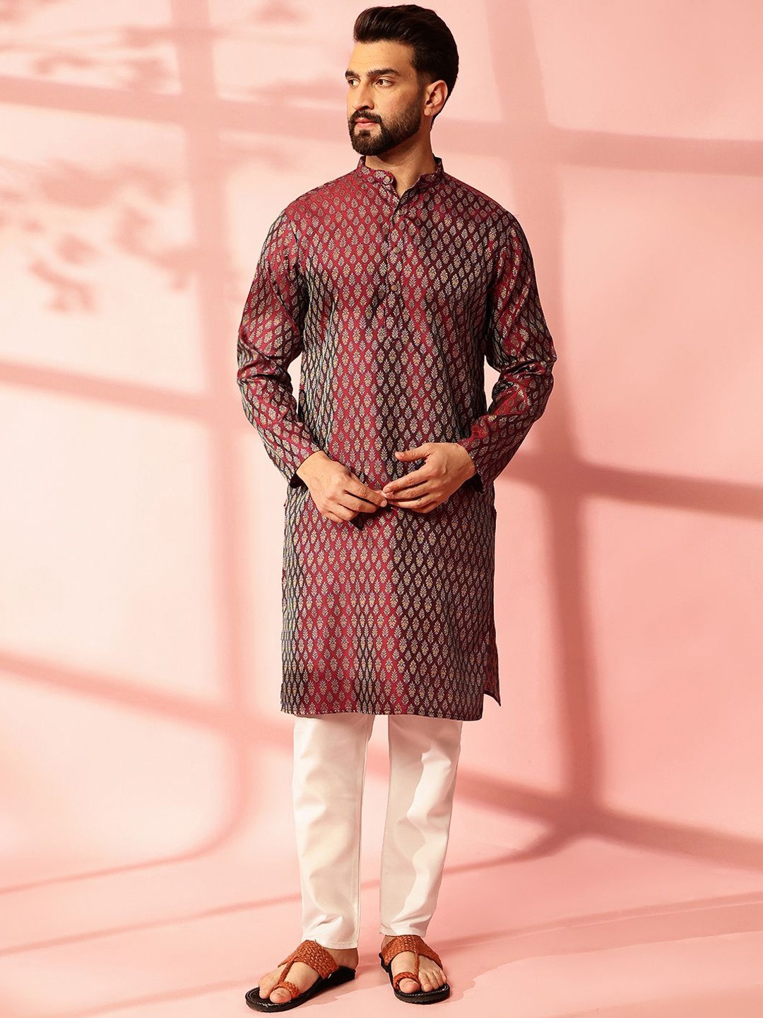 

Anouk Men Regular Kurta with Pyjamas, Maroon