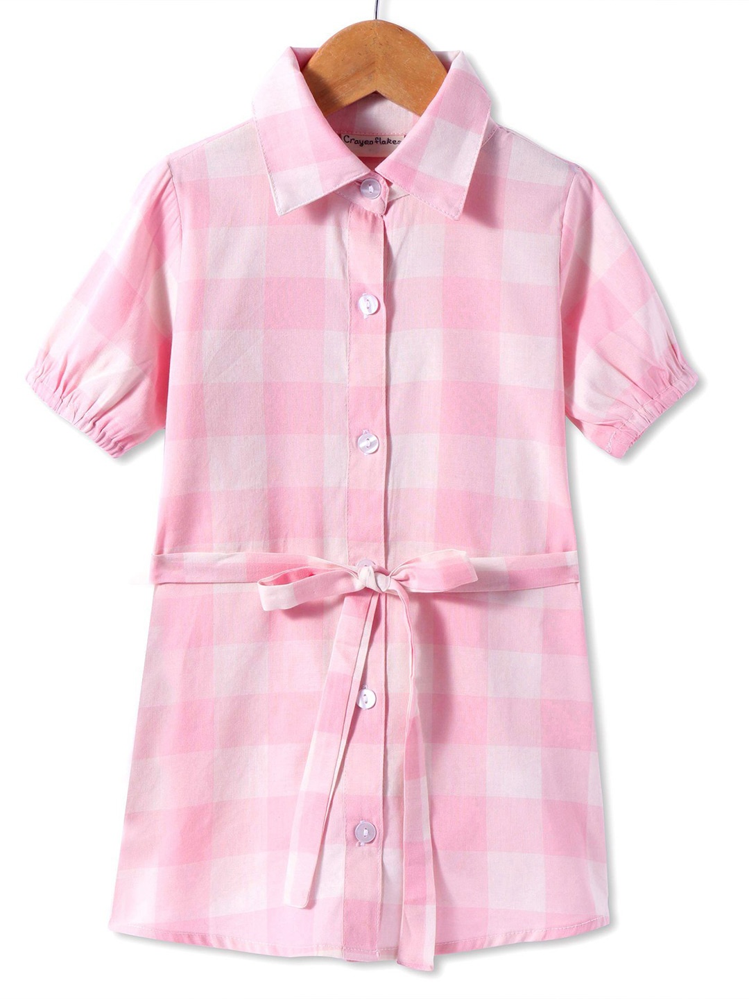 

CrayonFlakes Checked Shirt Dress, Off white