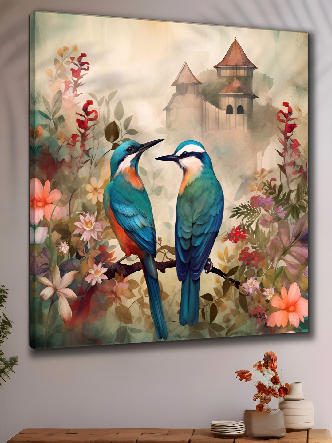 

Myntra Elegant Homes Teal & Brown 1 Piece Canvas Birds and Animals Wall Paintings
