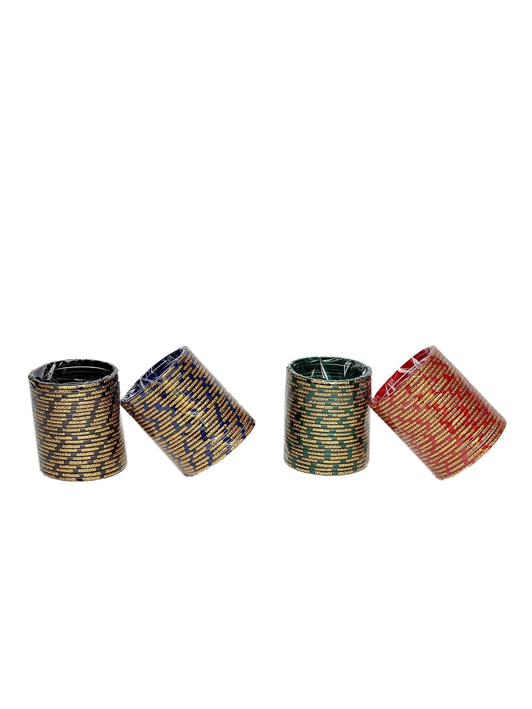 

ZULKA Set Of 96 Jari Glass Bangles, Green