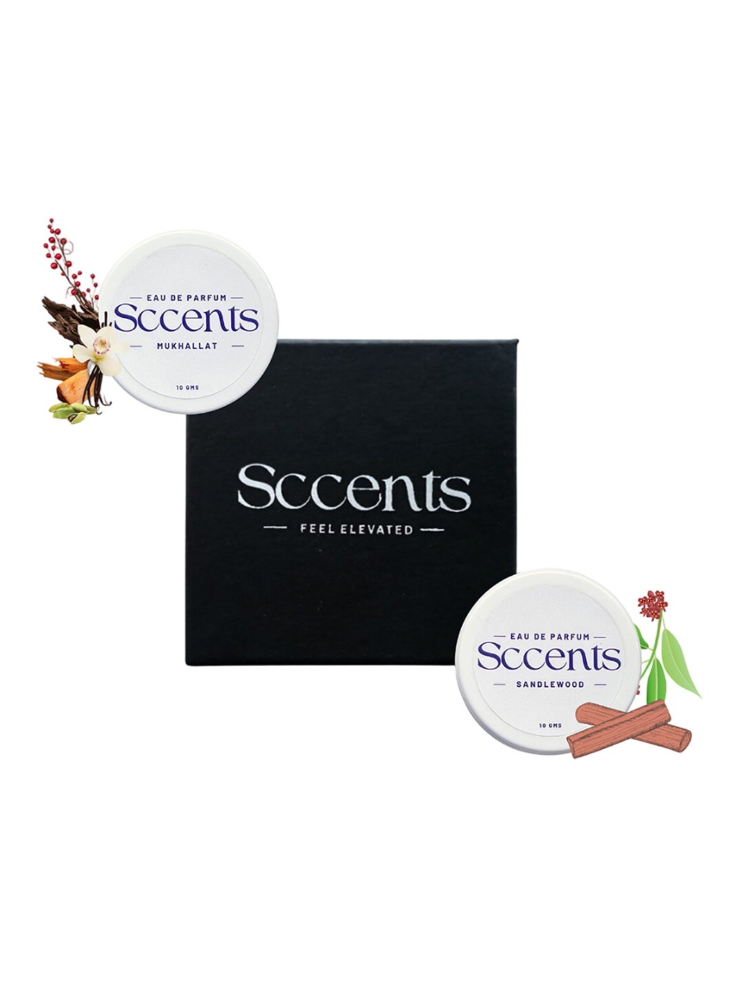 

Sccents Set Of 2 Mukhallat & Sandalwood Alcohol Free Long Lasting Eau de Parfum -10 g Each, White