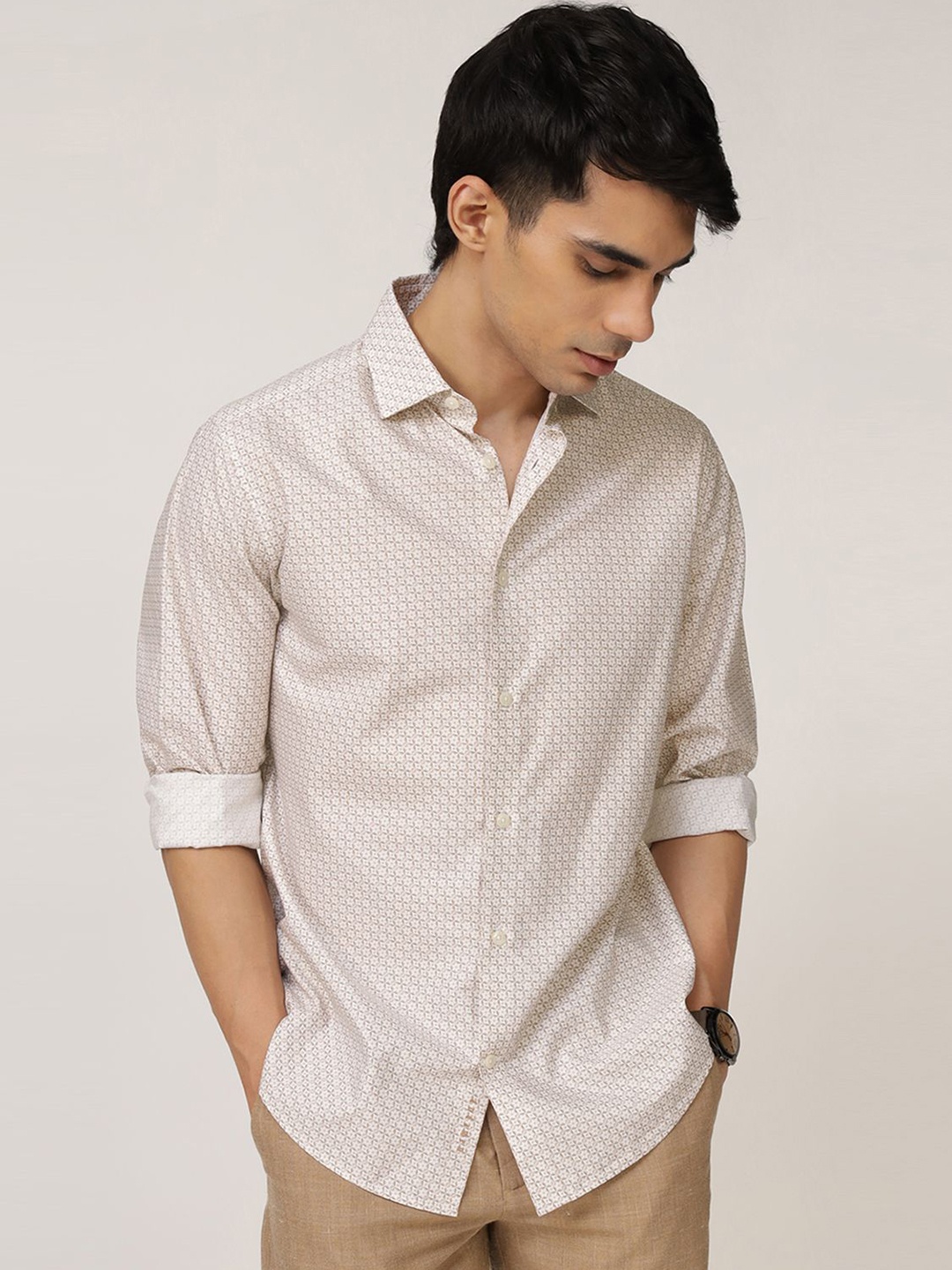 

Andamen Men Premium Opaque Printed Casual Shirt, Brown