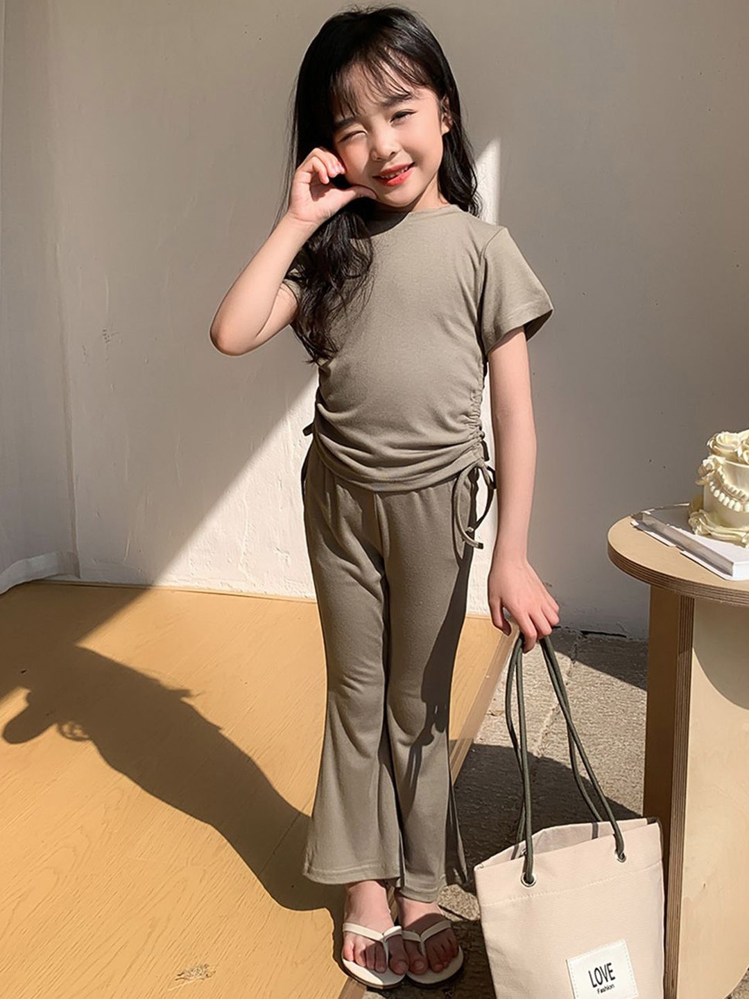 

YK Girls Top With Trousers, Grey
