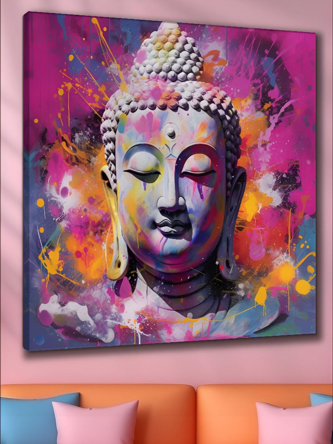 

Myntra Elegant Homes Pink & Grey 1 Piece Canvas Religious Wall Paintings