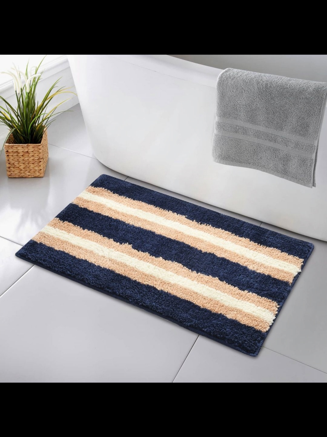 

MAA HOME CONCEPT Blue & Peach Colored Printed Anti Skid Doormats