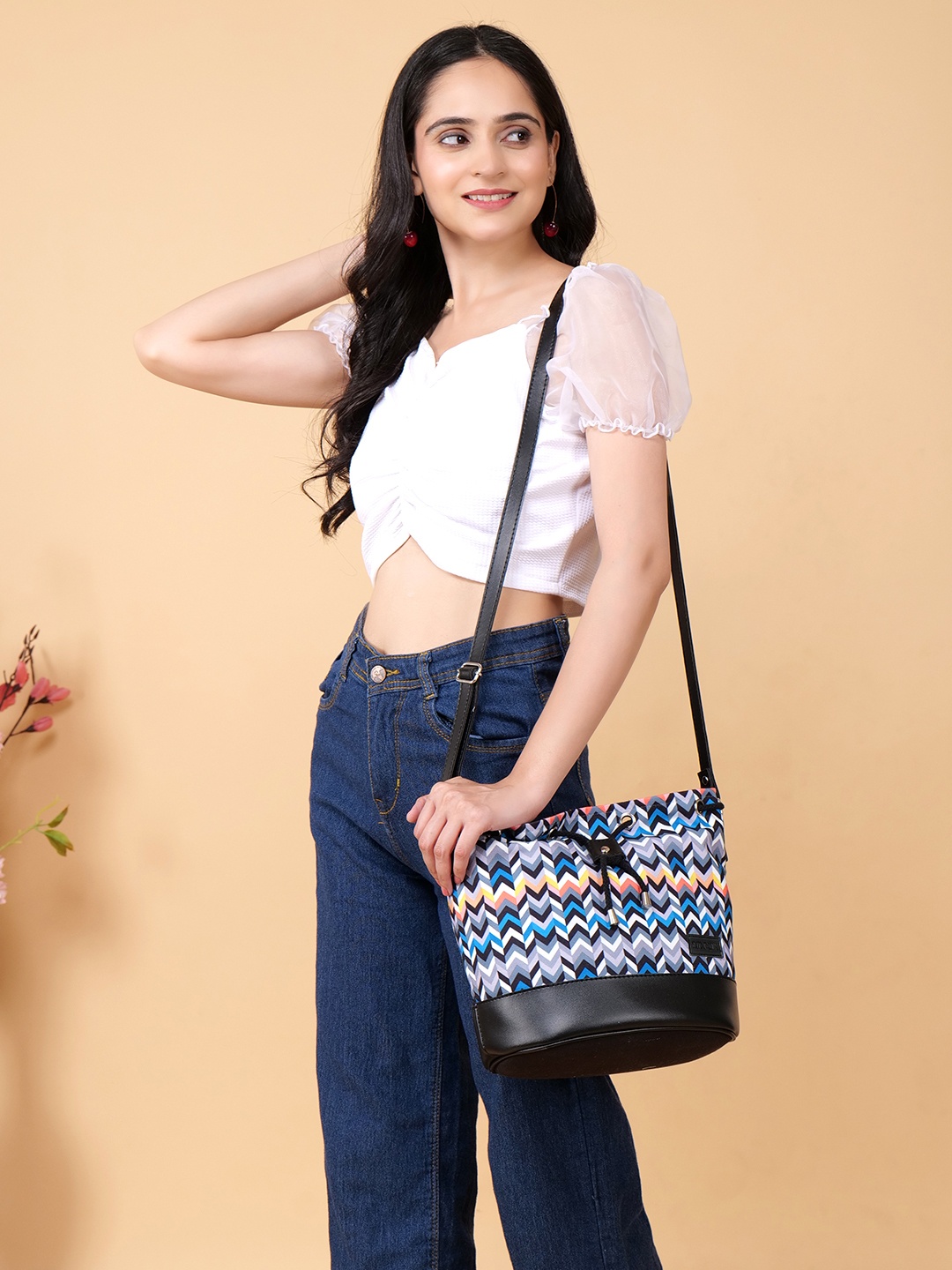 

Anouk Geometric Printed Structured Sling Bag, Multi
