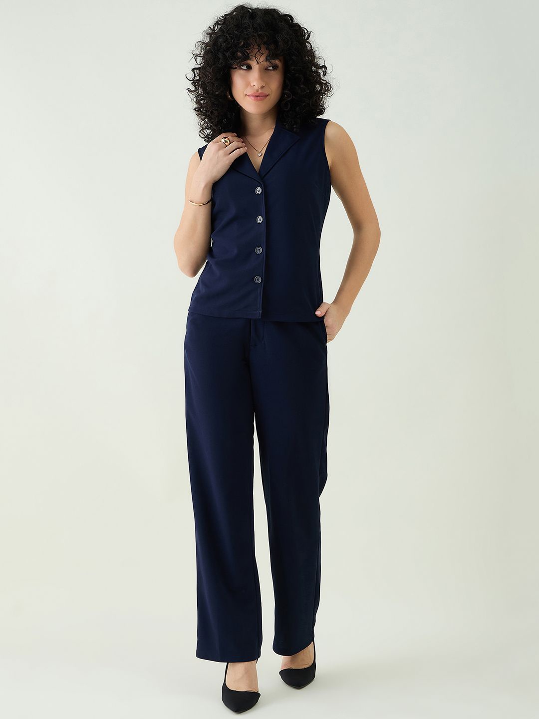 

aayu Shirt Collar Waistcoat With Trousers, Blue