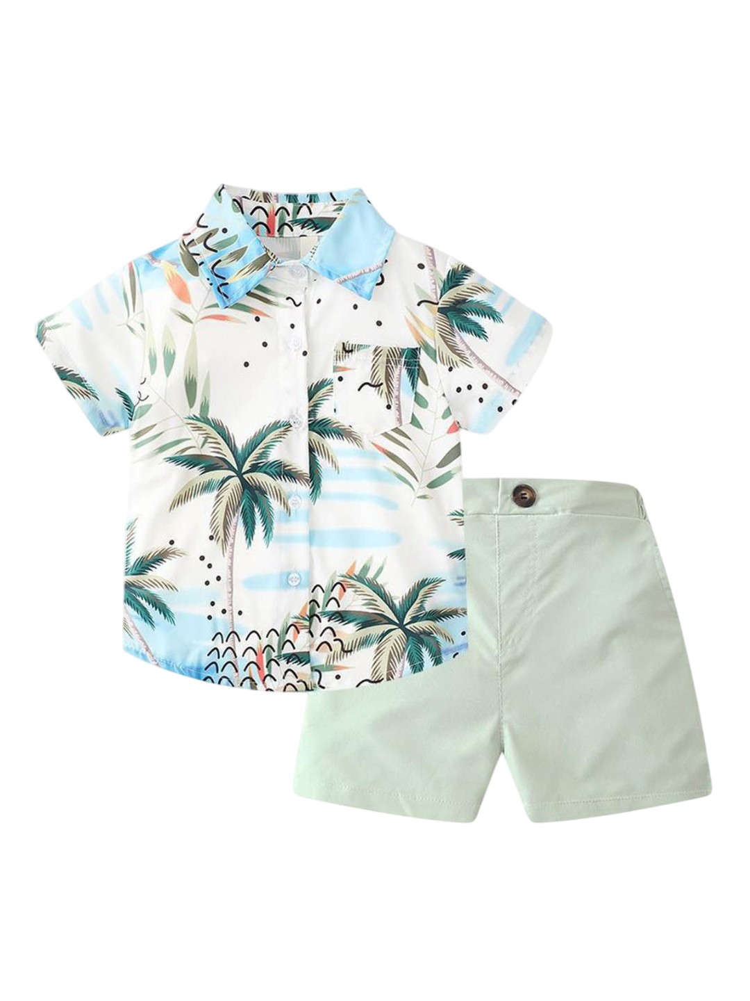 

Xsole Boys Printed Shirt Collar Shirt With Shorts, White