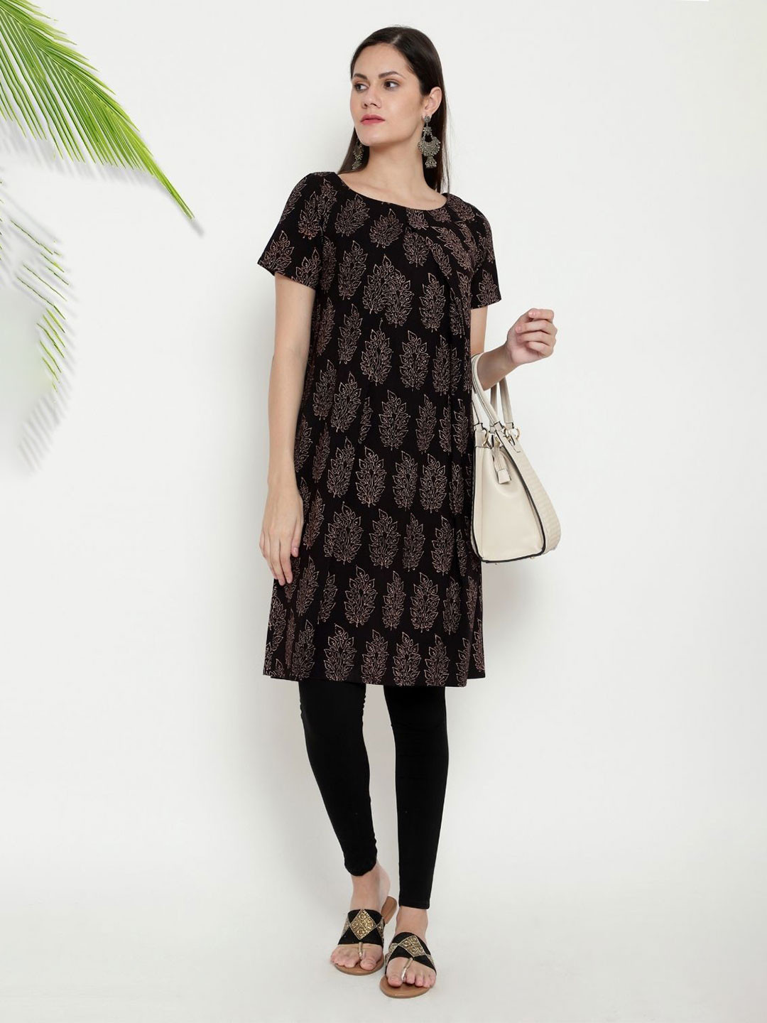 

PALASH Floral Print Fit & Flare Dress, Black