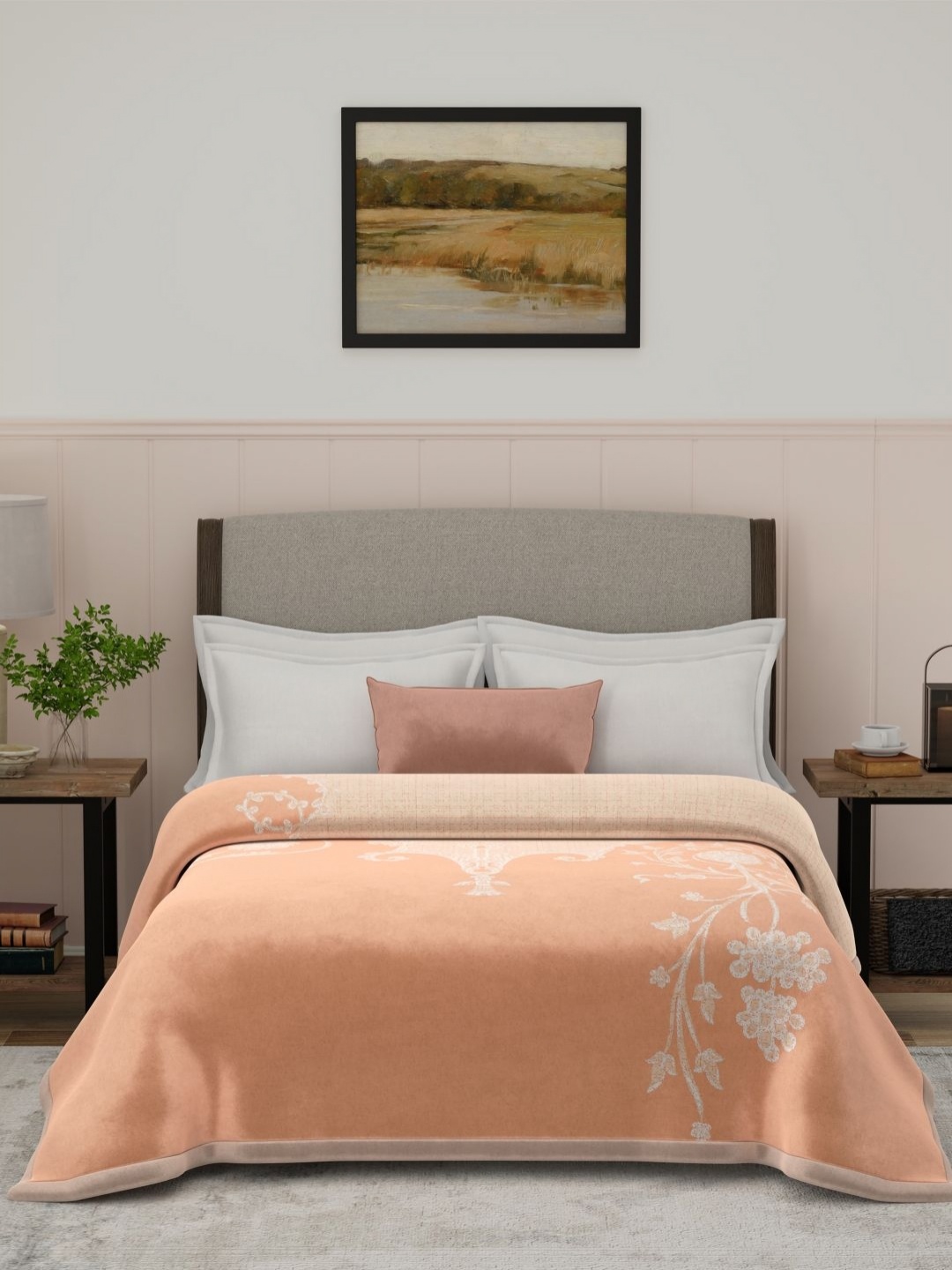 

MYTRIDENT Orange & Cream-Coloured Ethnic Motifs Heavy Winter Double Bed Blanket