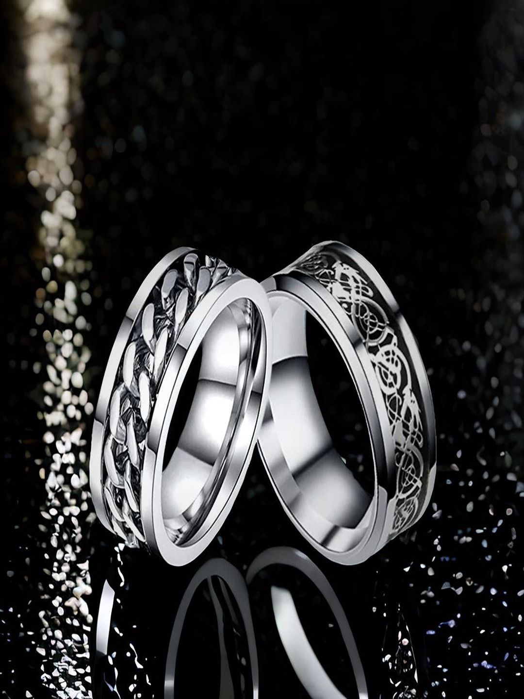 

The Roadster Lifestyle Co Men Set Of 2 Rhodium-Plated Band Finger Rings, Silver