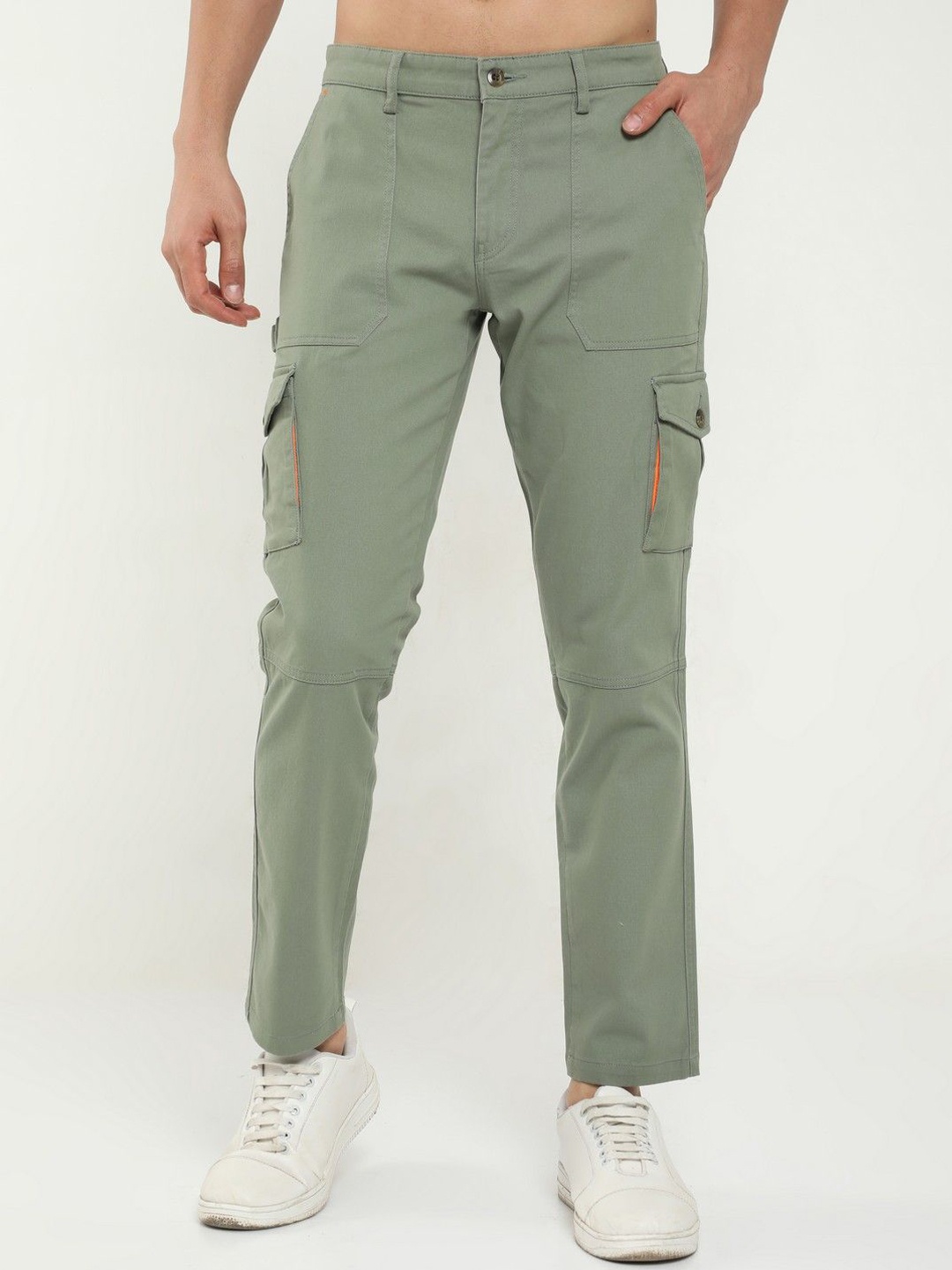 

THE BEETEL HOUSE Men Relaxed Classic Cargos Trousers, Olive