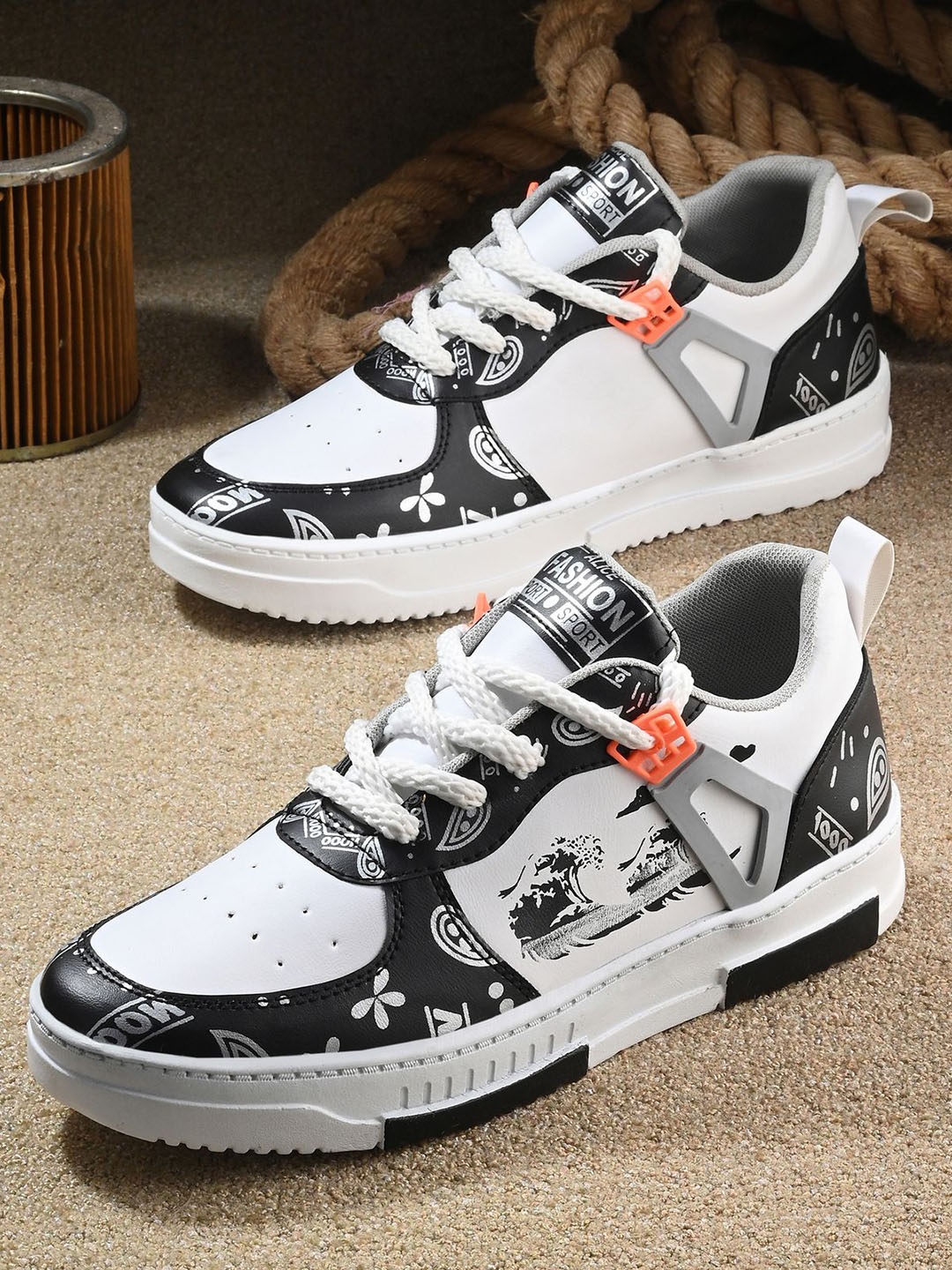 

Shoe Island Men Printed Sneakers, Black