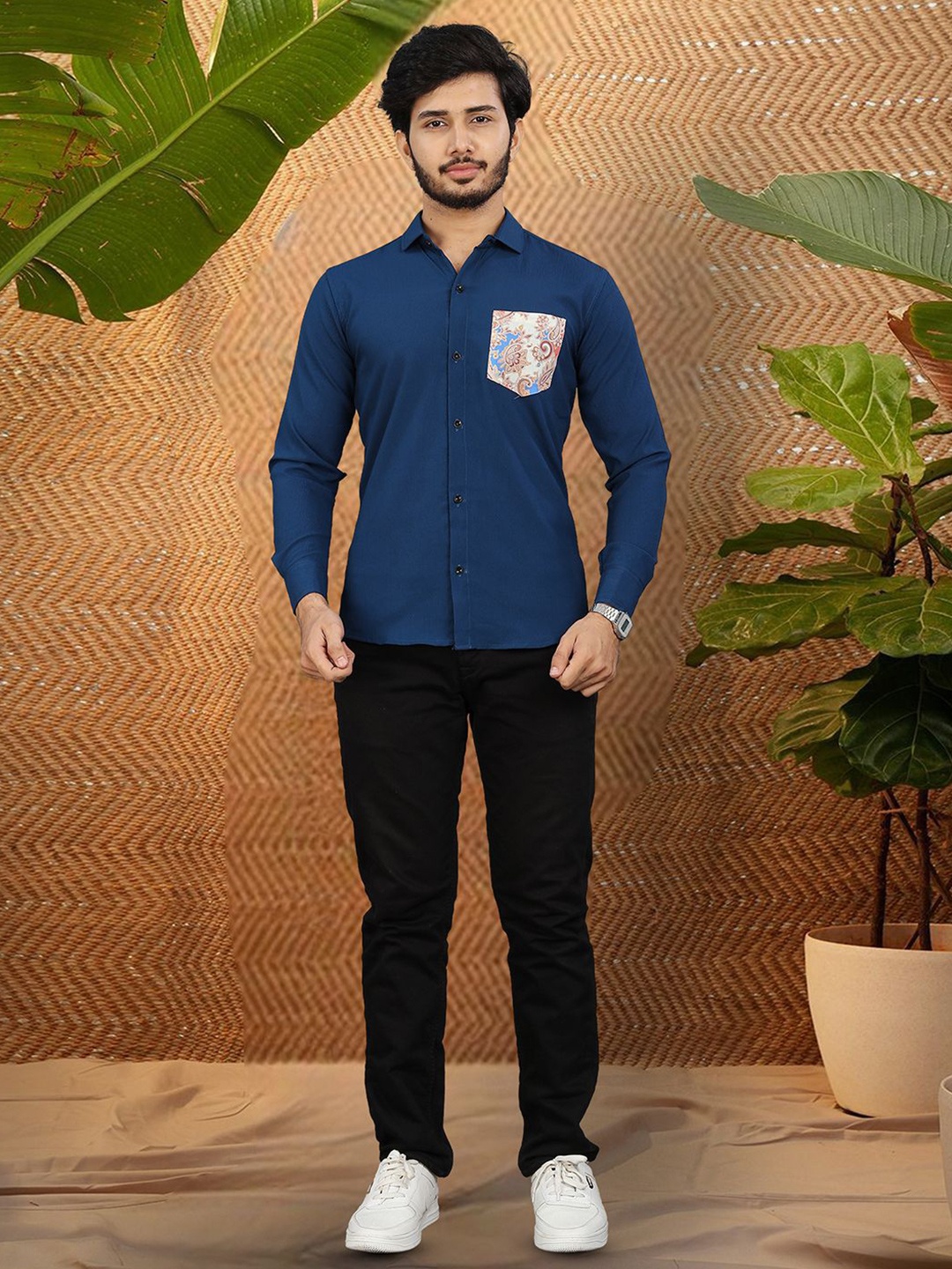 

Moda Rapido Men Original Opaque Casual Shirt, Blue
