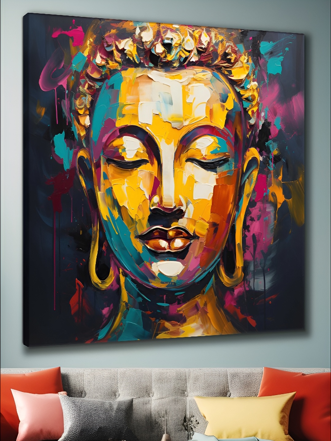 

Myntra Elegant Homes Yellow & Pink 1 Piece Canvas Religious Wall Paintings