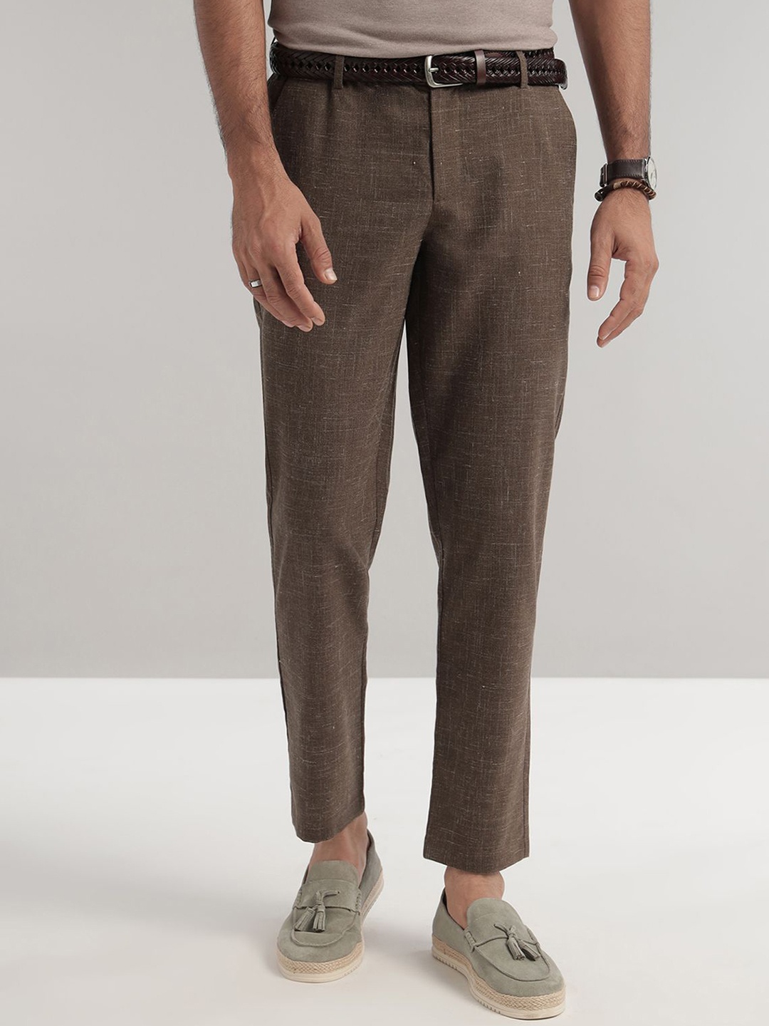 

Andamen Men Comfort Easy Wash Trousers, Brown