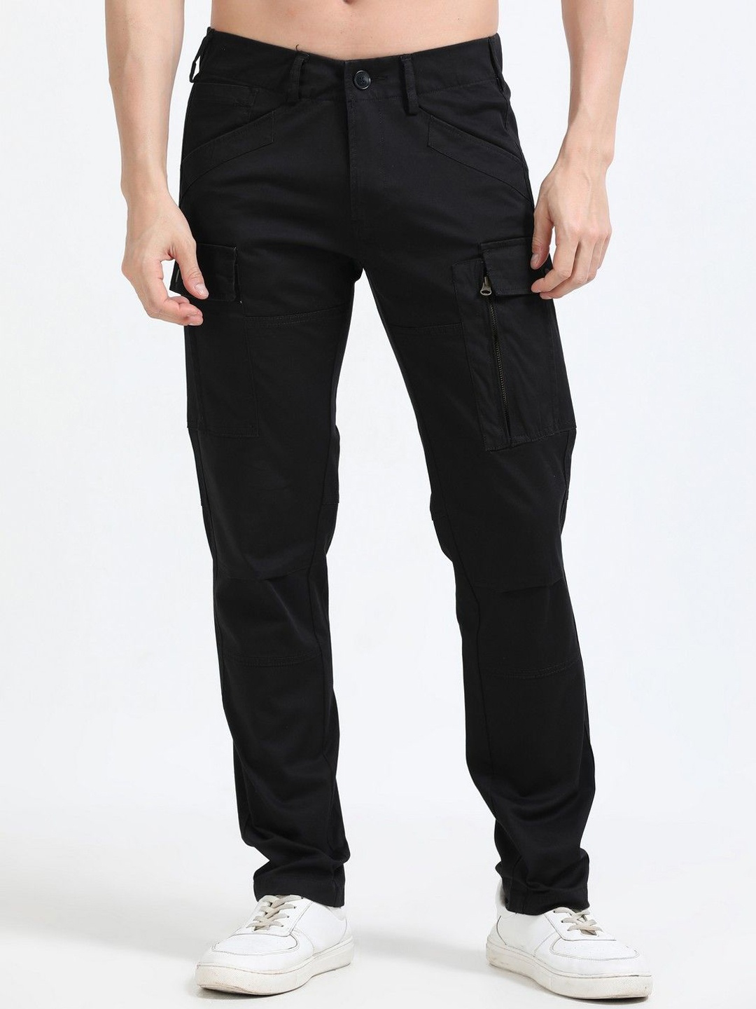 

THE BEETEL HOUSE Men Relaxed Heavy Utility Cargos Trousers, Black