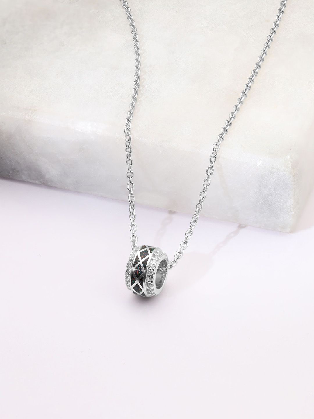 

Mia by Tanishq Shimmer Crush 925 Sterling Silver-Plated Minimal Pendants And Chains